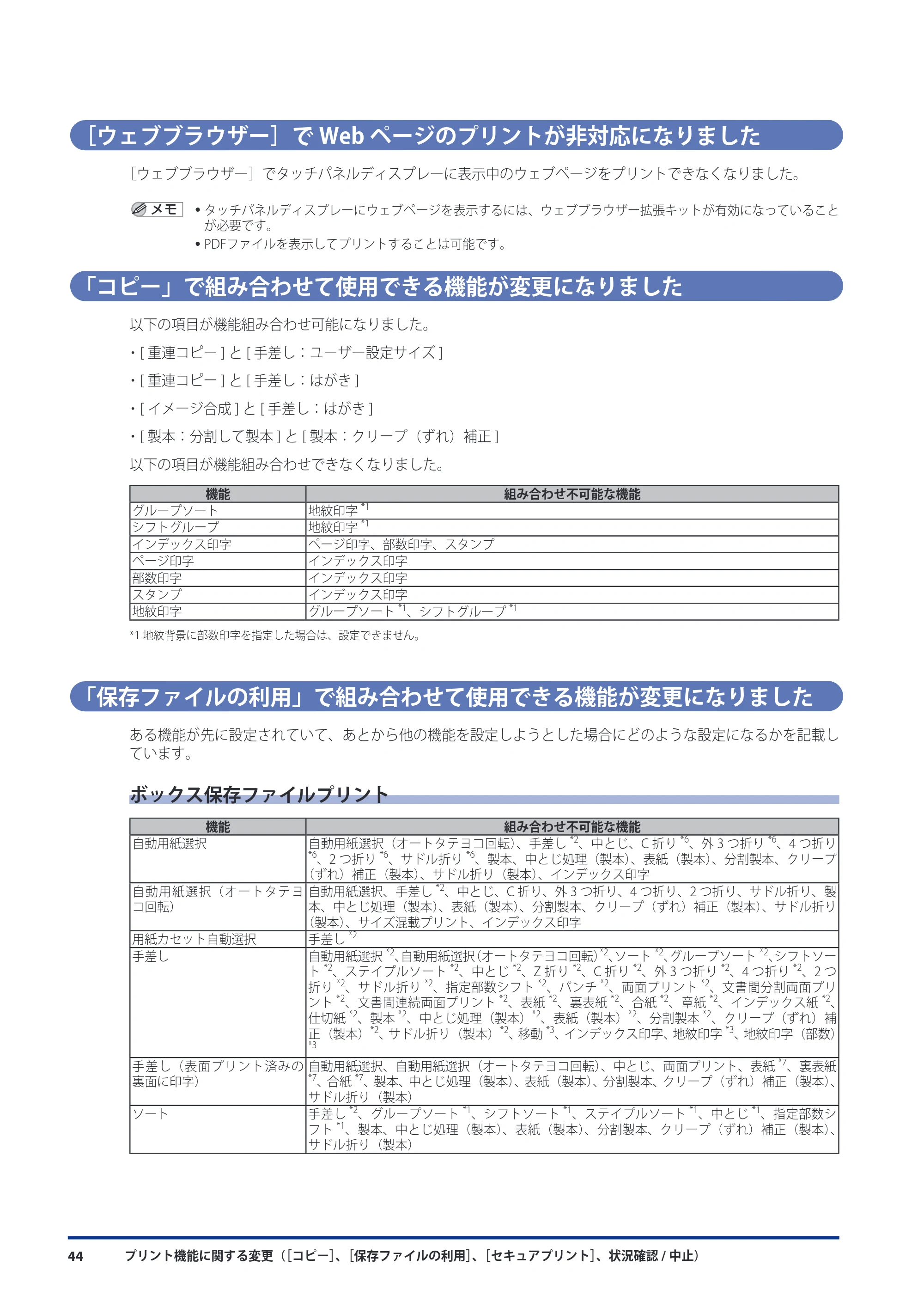 キヤノン imageRUNNER ADVANCE 8105 PRO/8105B/8095 PRO/8095B/8085 PRO/8085B 機能追加／変更のお知らせ 2011年7月12日更新（PDF：6.84MB） — ［ウェブブラウザー］でWebページのプリントが非対応になりました — 原本ページ — 46ページ