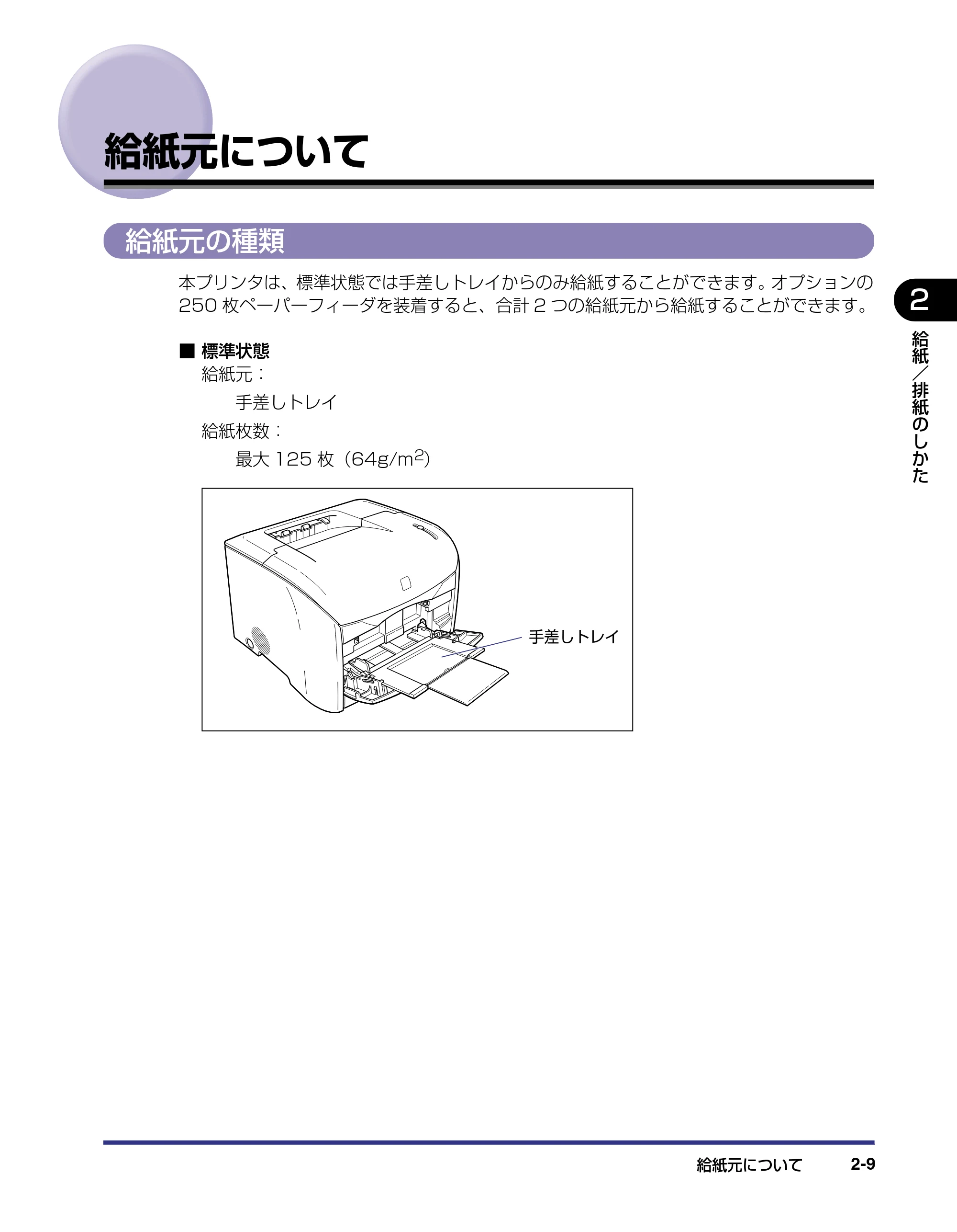 キヤノン LBP-2410 ユーザーズガイド (PDF形式/10.74Mバイト) — 給紙元について — 原本ページ — 45ページ
