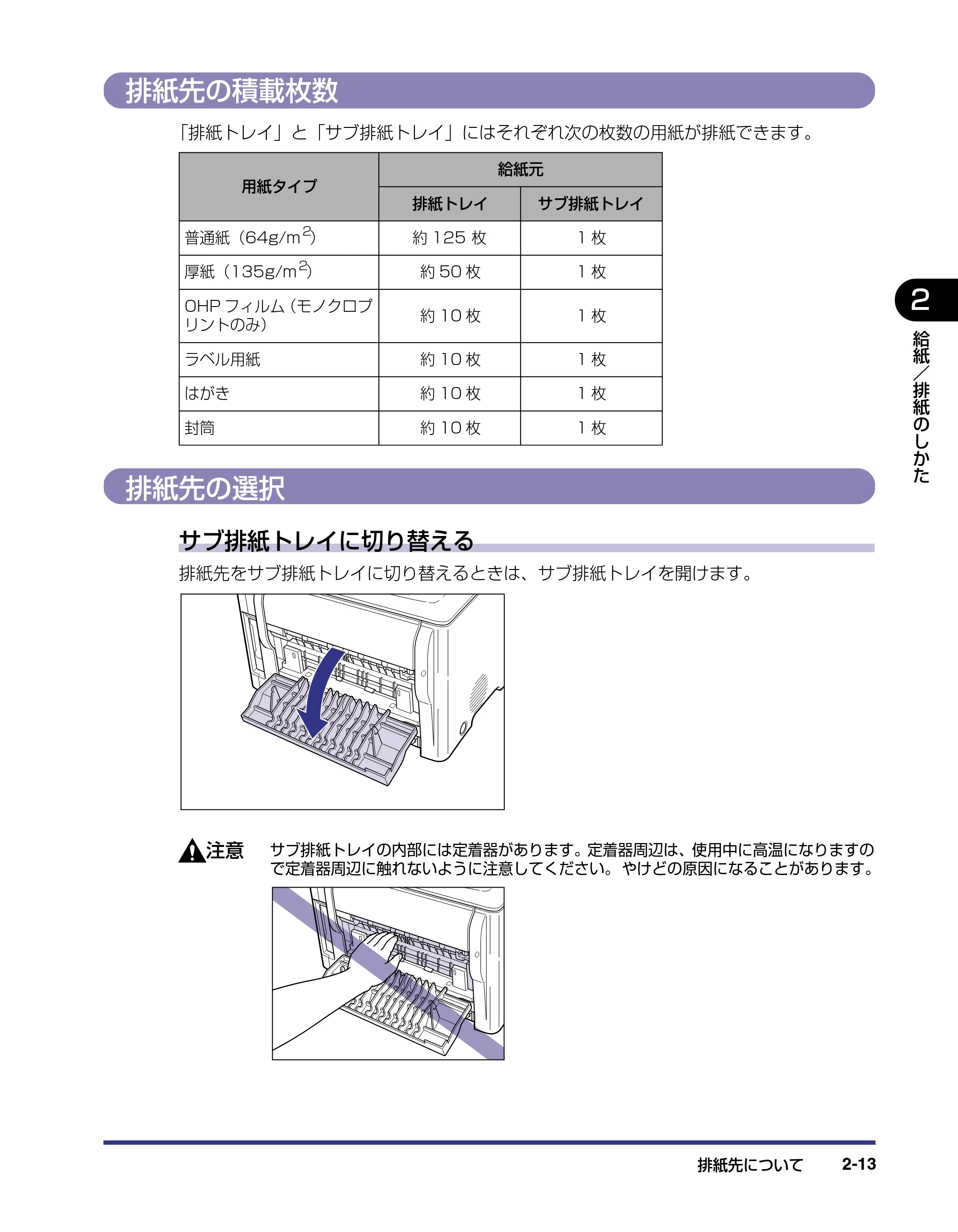 キヤノン LBP-2410 ユーザーズガイド (PDF形式/10.74Mバイト) — 排紙先の積載枚数 — 原本ページ — 49ページ