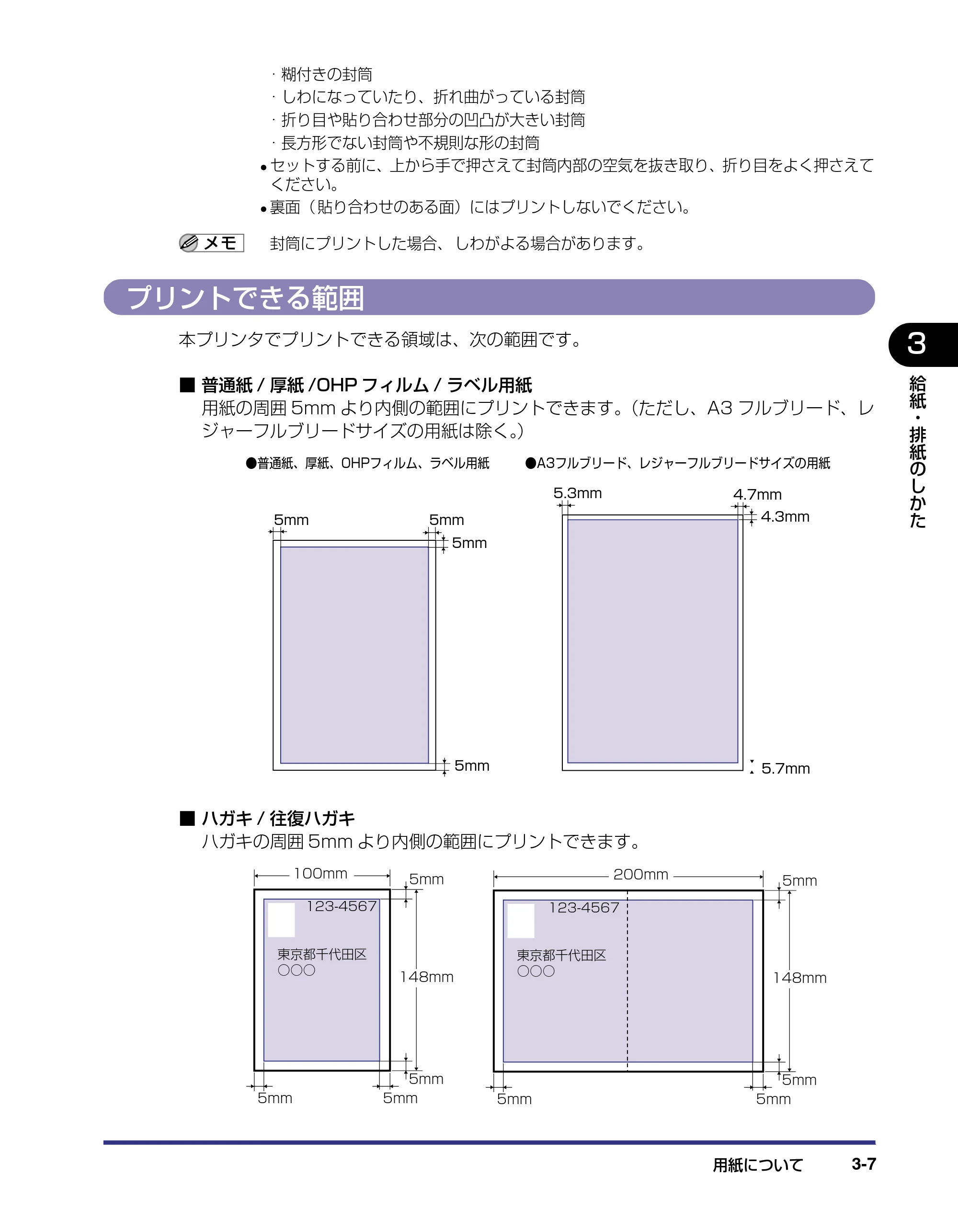 キヤノン LBP-1820/1620 ユーザーズガイド 2006年5月25日更新 （PDF形式／4.97Mバイト） — プリントできる範囲 — 原本ページ — 63ページ