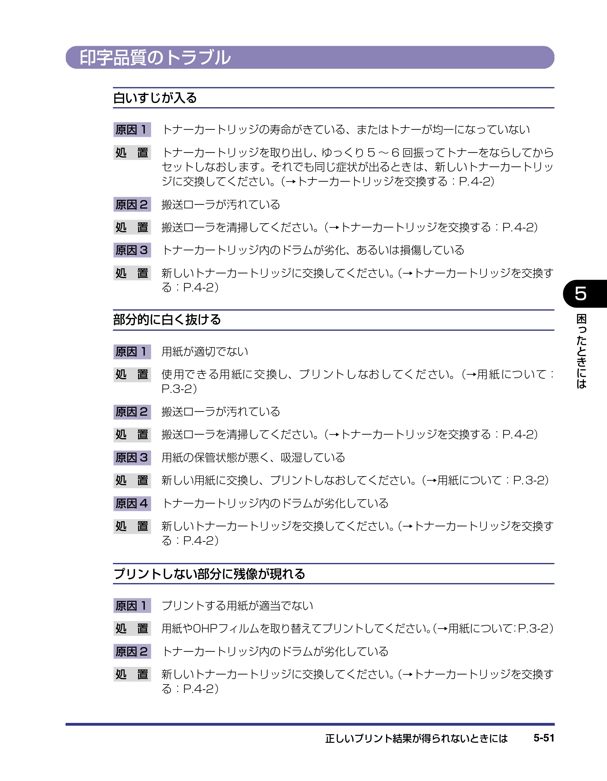キヤノン LBP-1820/1620 ユーザーズガイド 2006年5月25日更新 （PDF形式／4.97Mバイト） — 印字品質のトラブル — 原本ページ — 203ページ