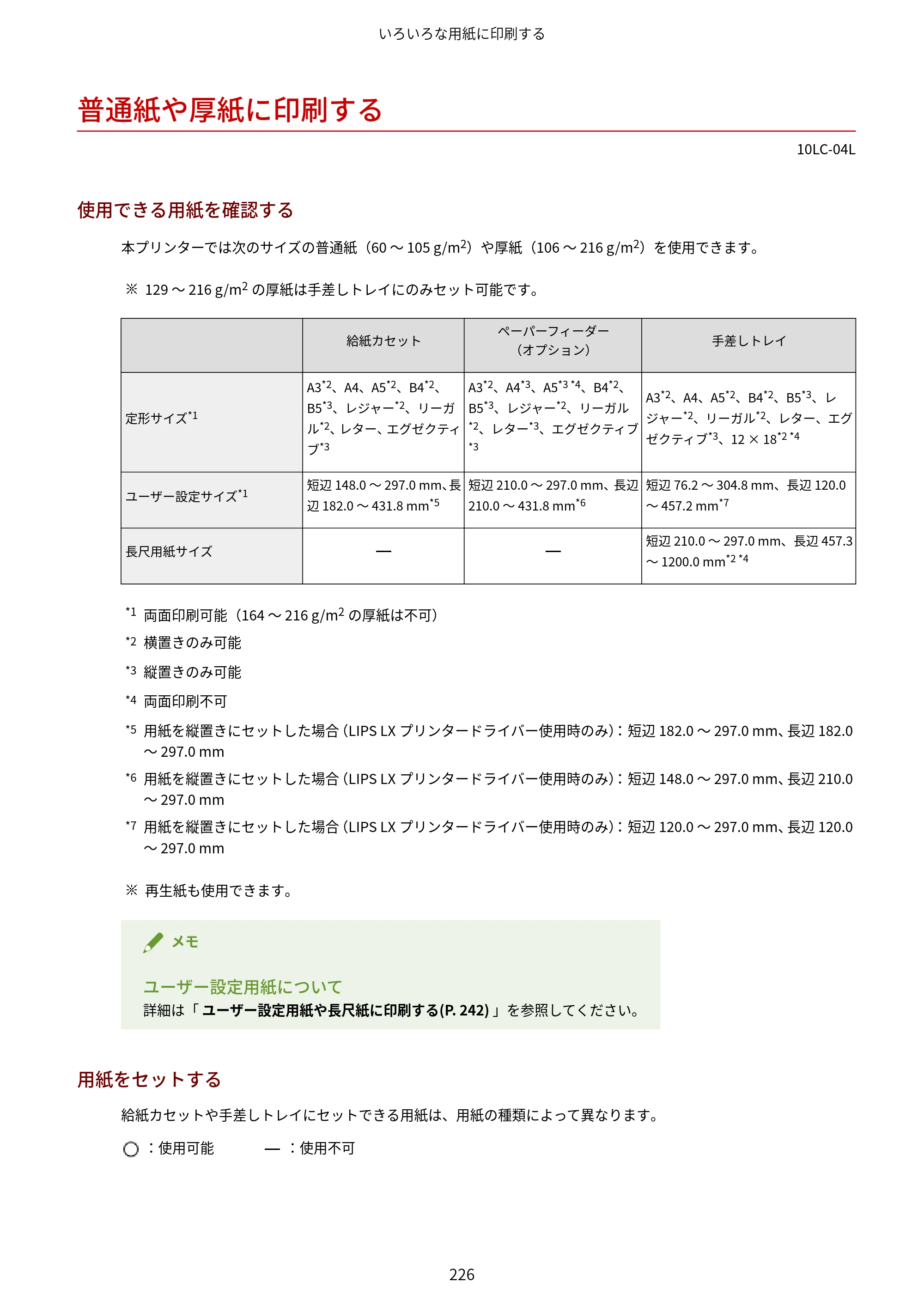 キヤノン LBP843Ci/LBP842C/LBP841C ユーザーズガイド 2020年8月6日掲載（PDF：12.6MB） — 普通紙や厚紙に印刷する — 原本ページ — 238ページ
