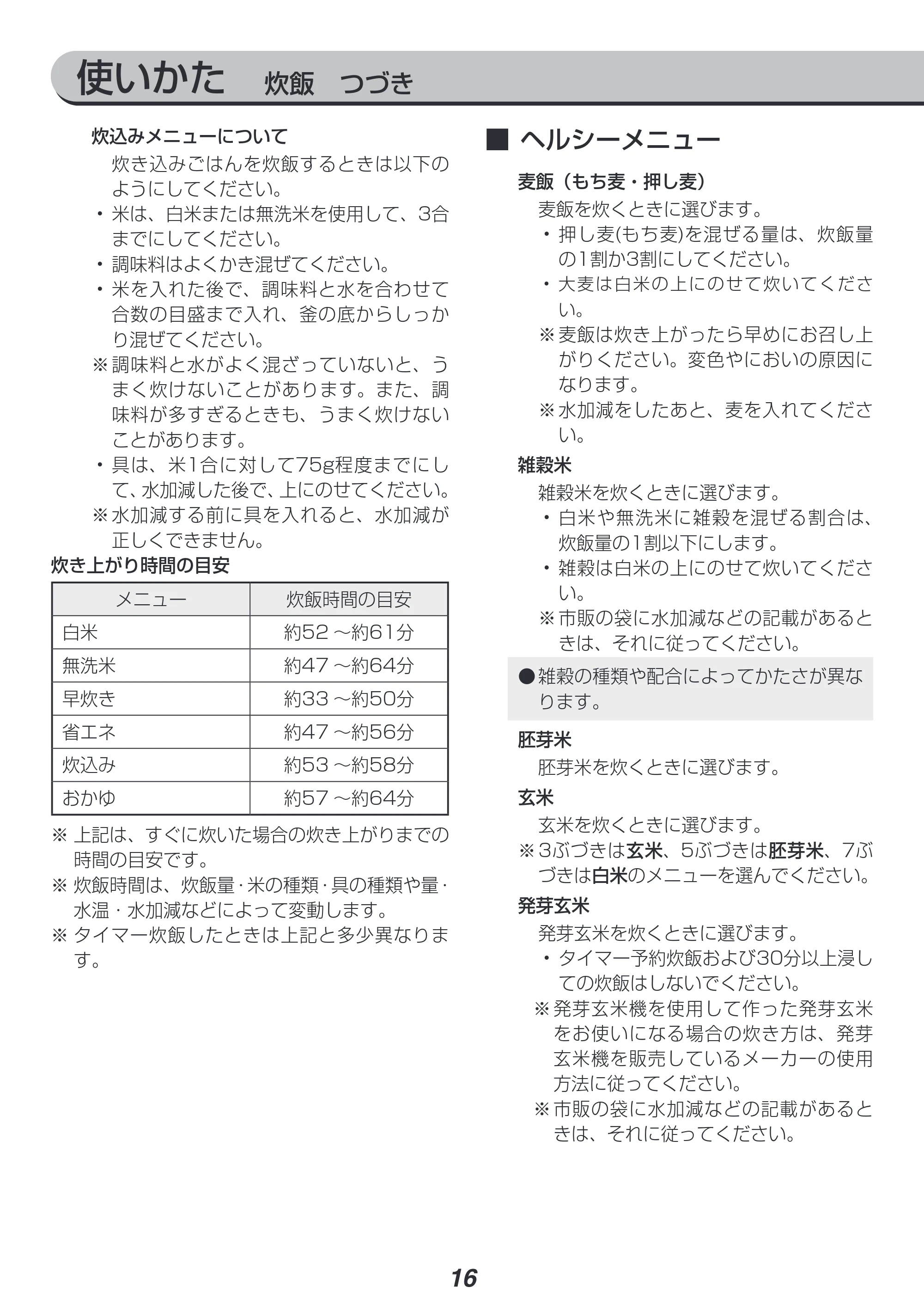 アイリスオーヤマ RC-IJH50 取扱説明書 — 原本ページ — 16ページ