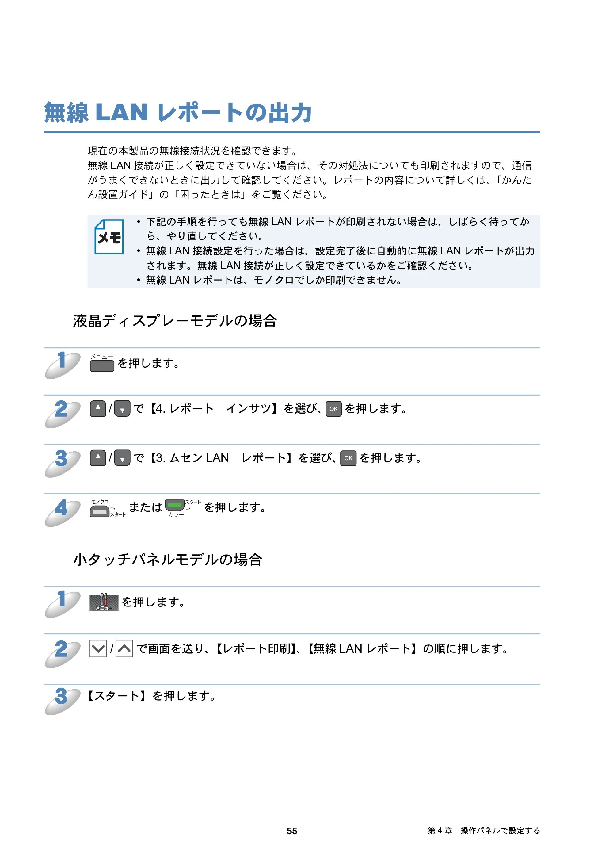 ブラザー DCP-J137N / DCP-J557N / DCP-J757N ユーザーズガイド ～ネットワーク編～ — 無線LANレポートの出力 — 原本ページ — 55ページ