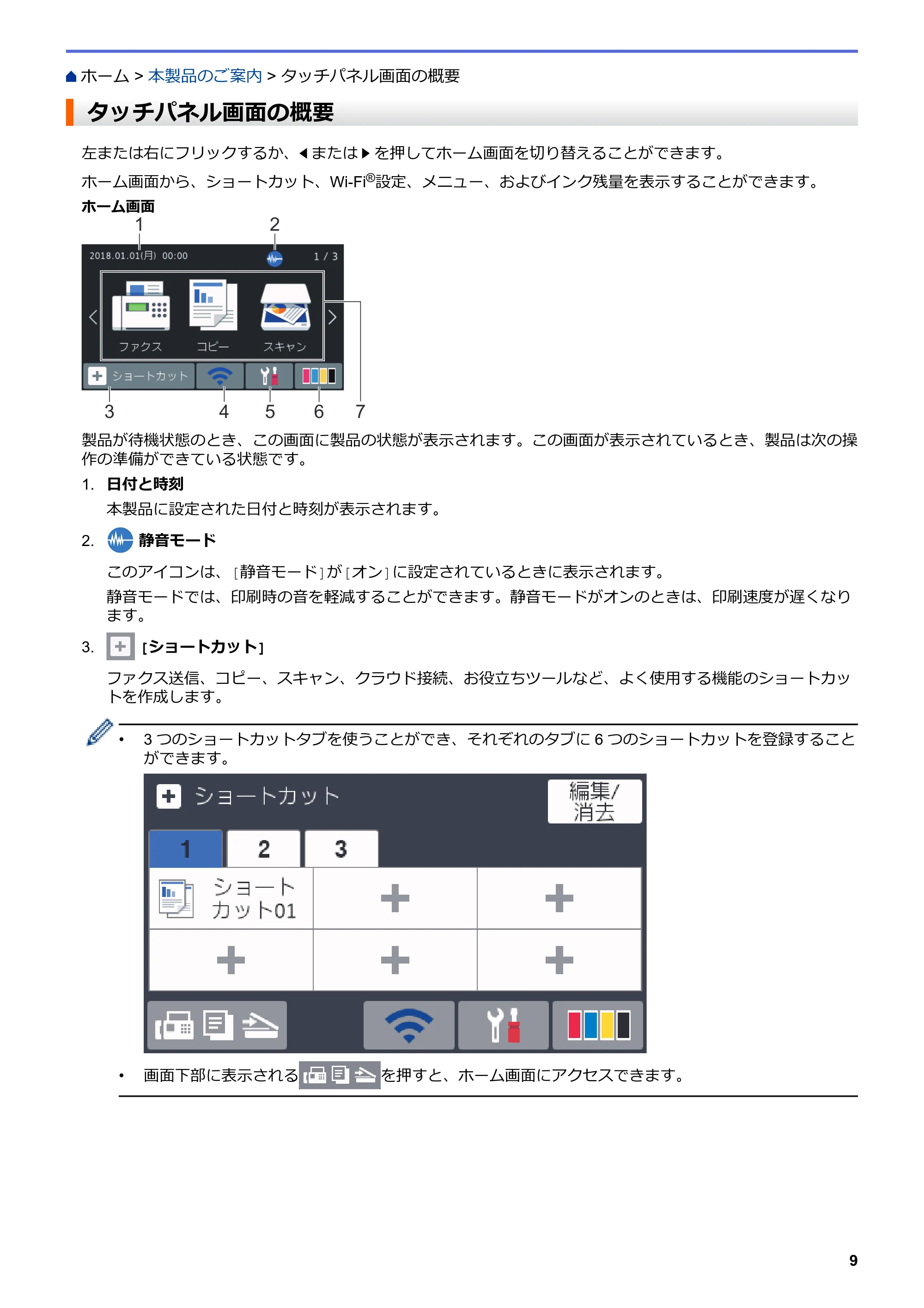 ブラザー MFC-J6997CDW / MFC-J6999CDW オンラインユーザーズガイド（印刷用） — タッチパネル画面の概要 — 原本ページ — 17ページ