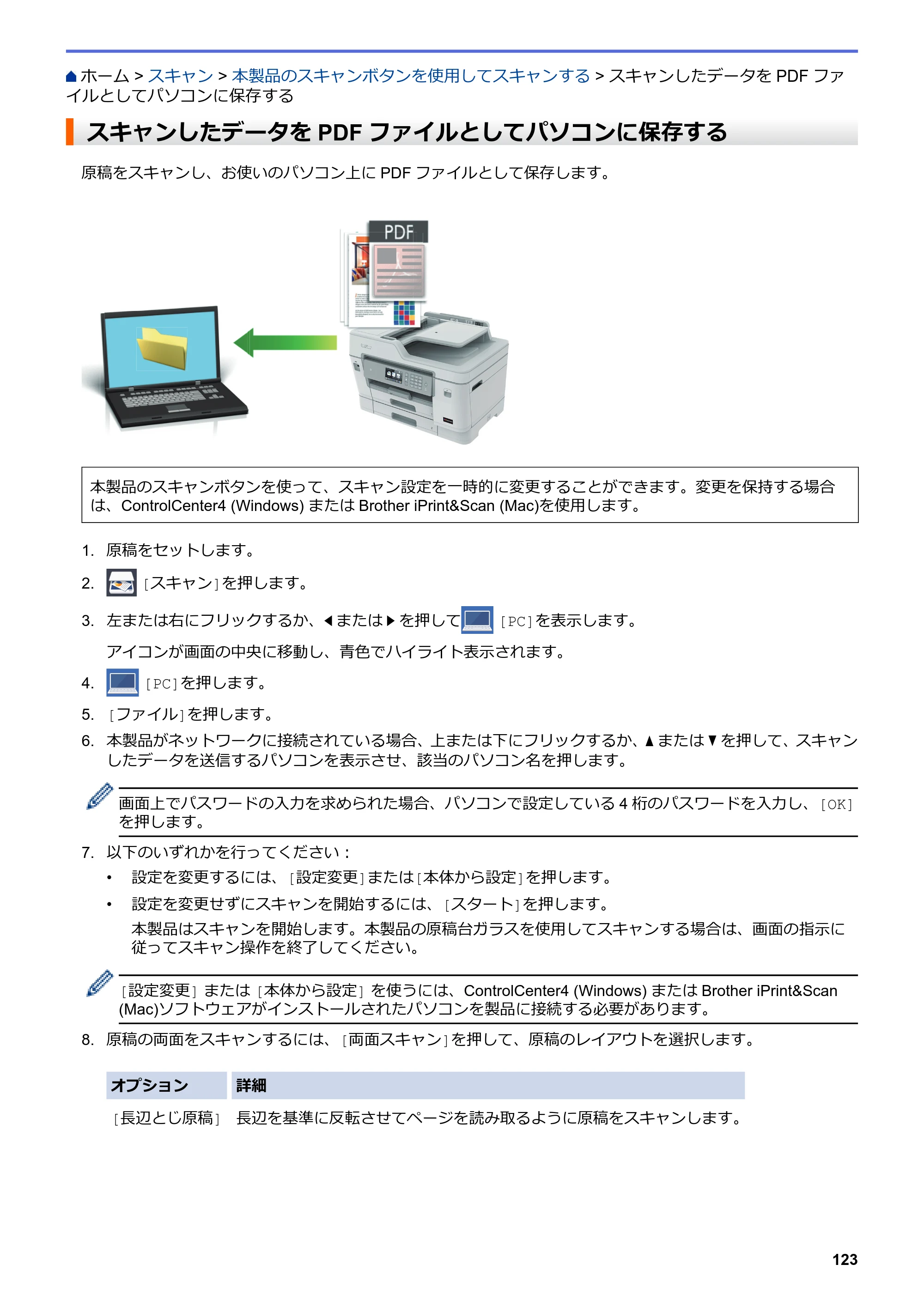ブラザー MFC-J6997CDW / MFC-J6999CDW オンラインユーザーズガイド（印刷用） — スキャンしたデータをPDFファイルとしてパソコンに保存する — 原本ページ — 131ページ