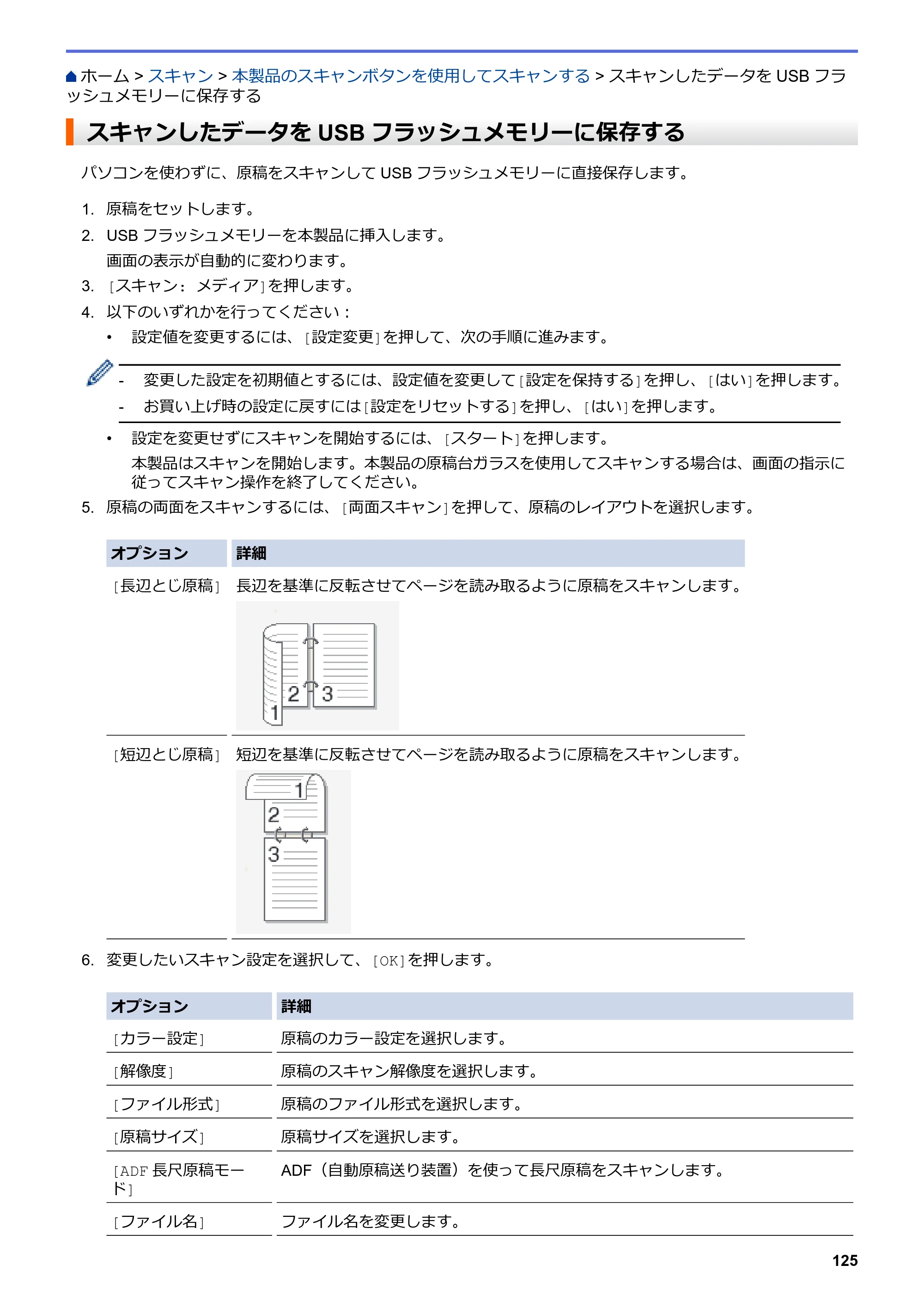 ブラザー MFC-J6997CDW / MFC-J6999CDW オンラインユーザーズガイド（印刷用） — スキャンしたデータをUSBフラッシュメモリーに保存する — 原本ページ — 133ページ