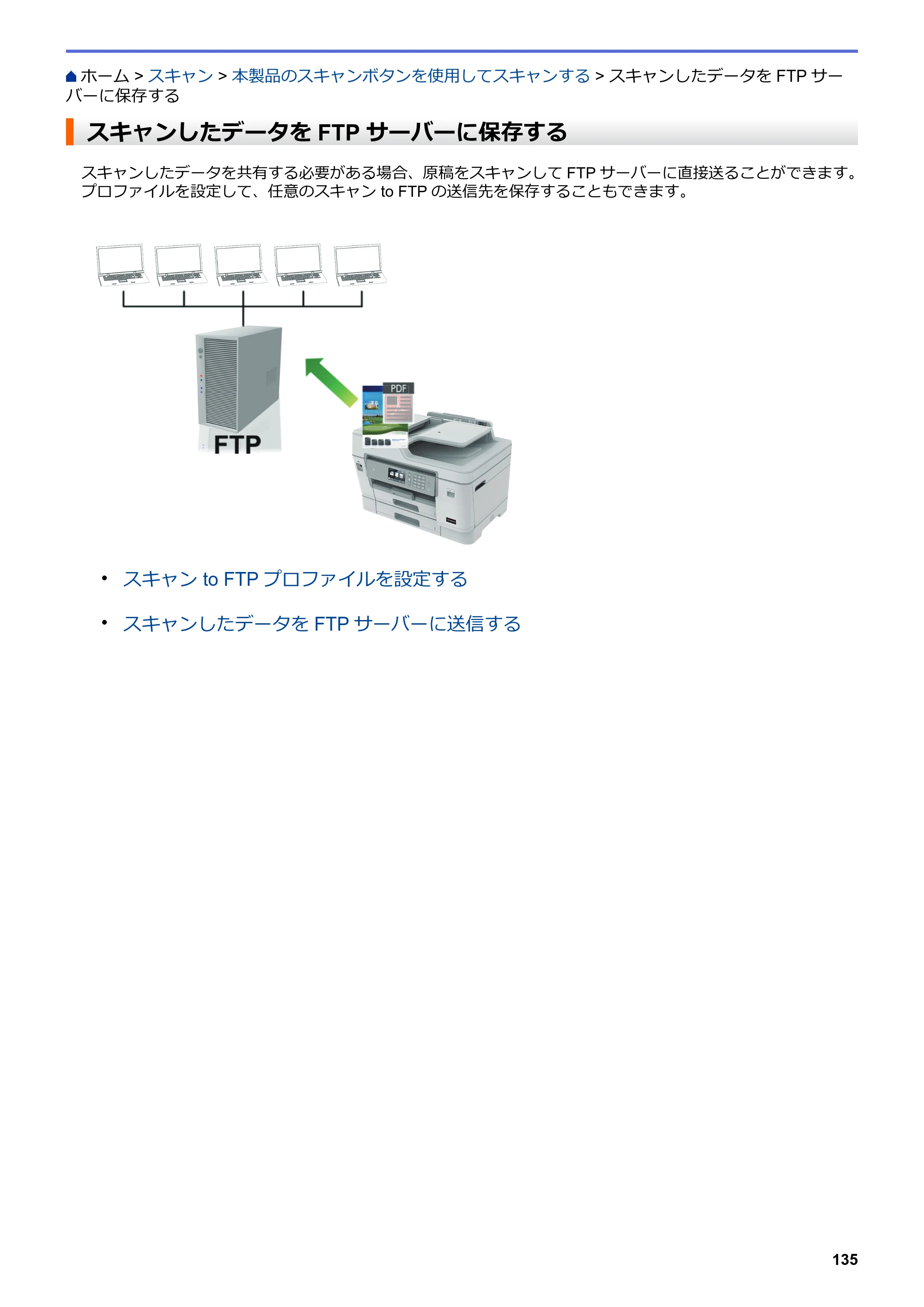 ブラザー MFC-J6997CDW / MFC-J6999CDW オンラインユーザーズガイド（印刷用） — スキャンしたデータをFTPサーバーに保存する — 原本ページ — 143ページ