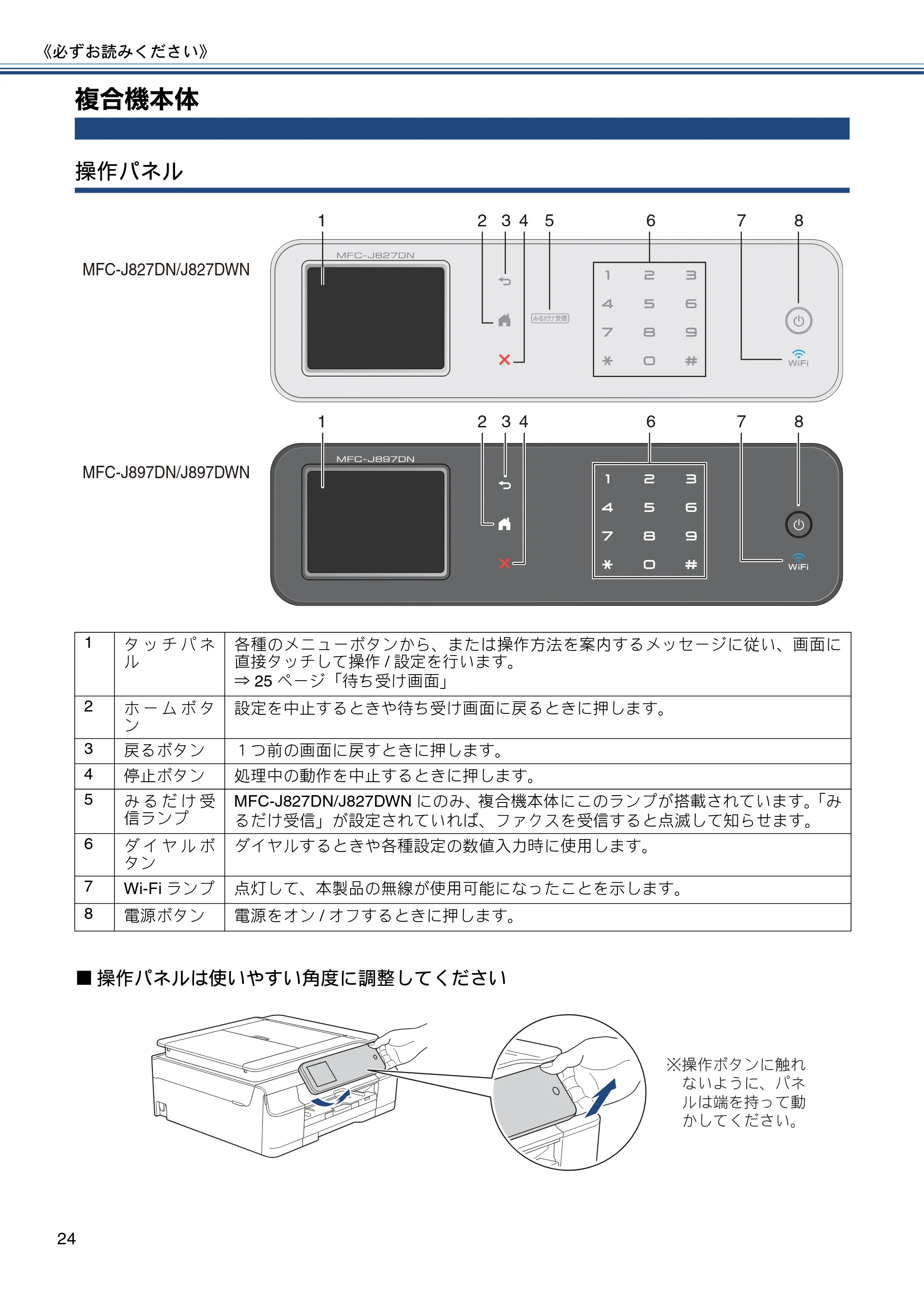 ブラザー MFC-J827DN / MFC-J827DWN / MFC-J897DN / MFC-J897DWN ユーザーズガイド ～基本編～ — 複合機本体 — 原本ページ — 24ページ