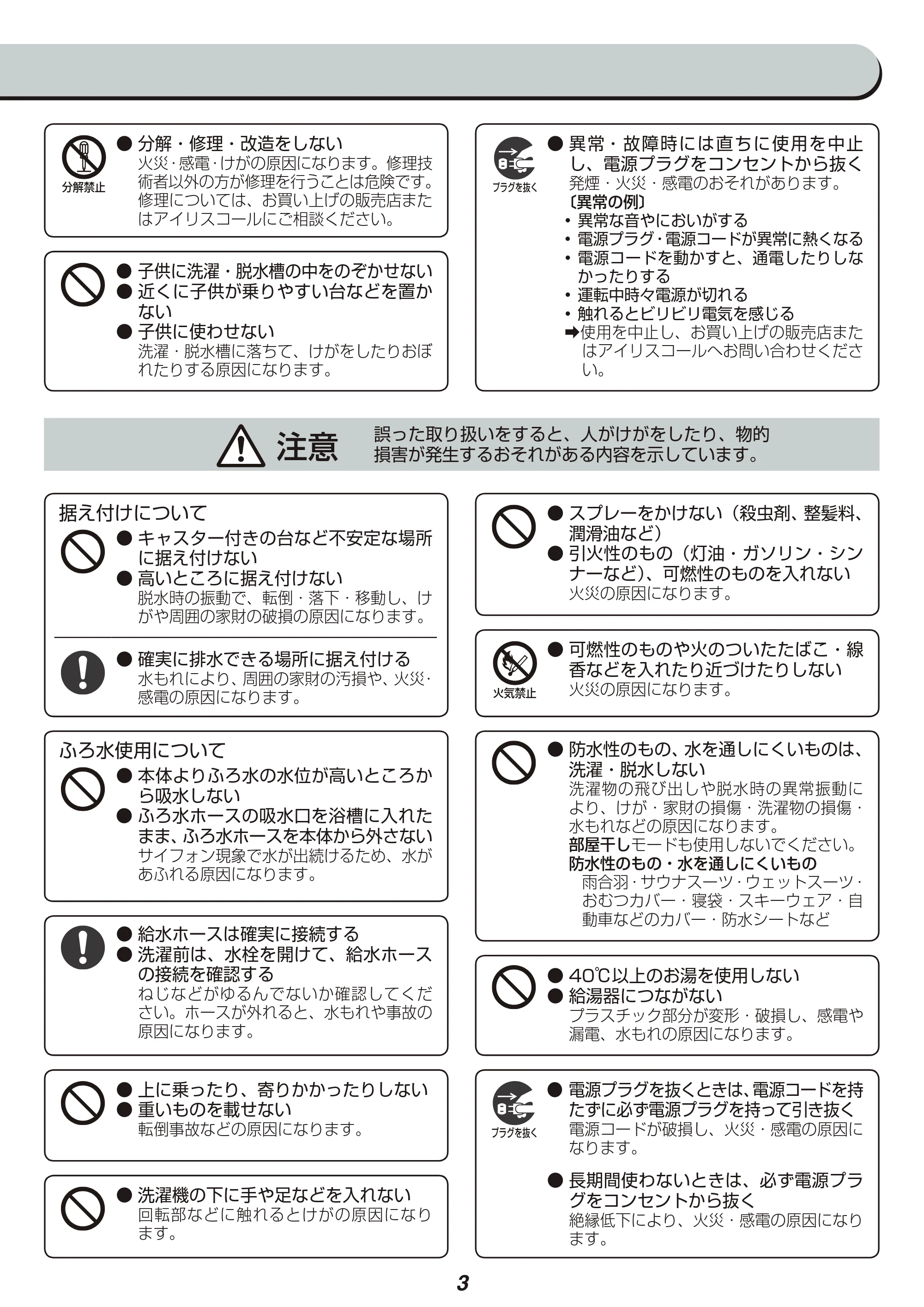 アイリスオーヤマ IAW-T701 取扱説明書 — 原本ページ — 3ページ