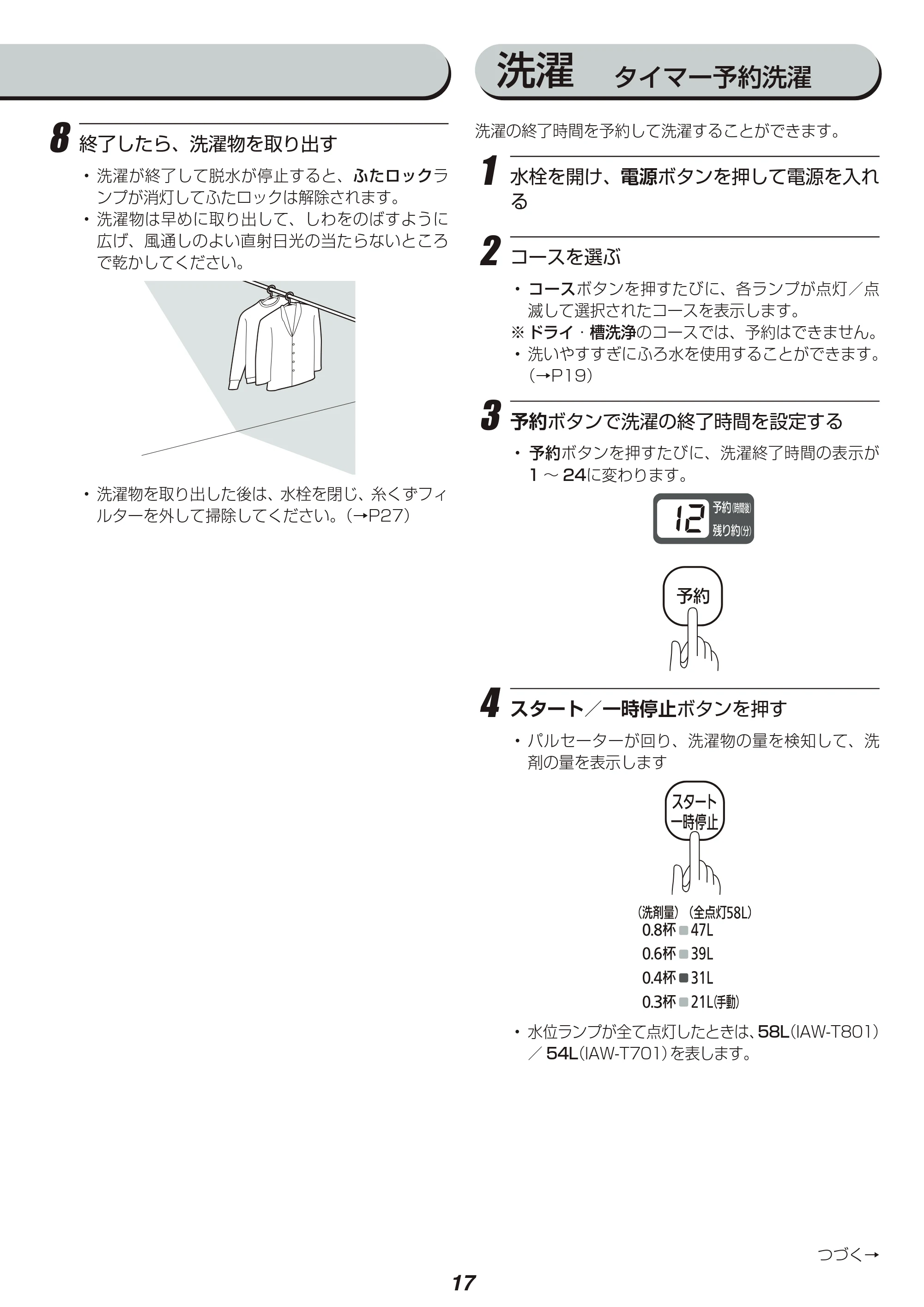 アイリスオーヤマ IAW-T701 取扱説明書 — 原本ページ — 17ページ