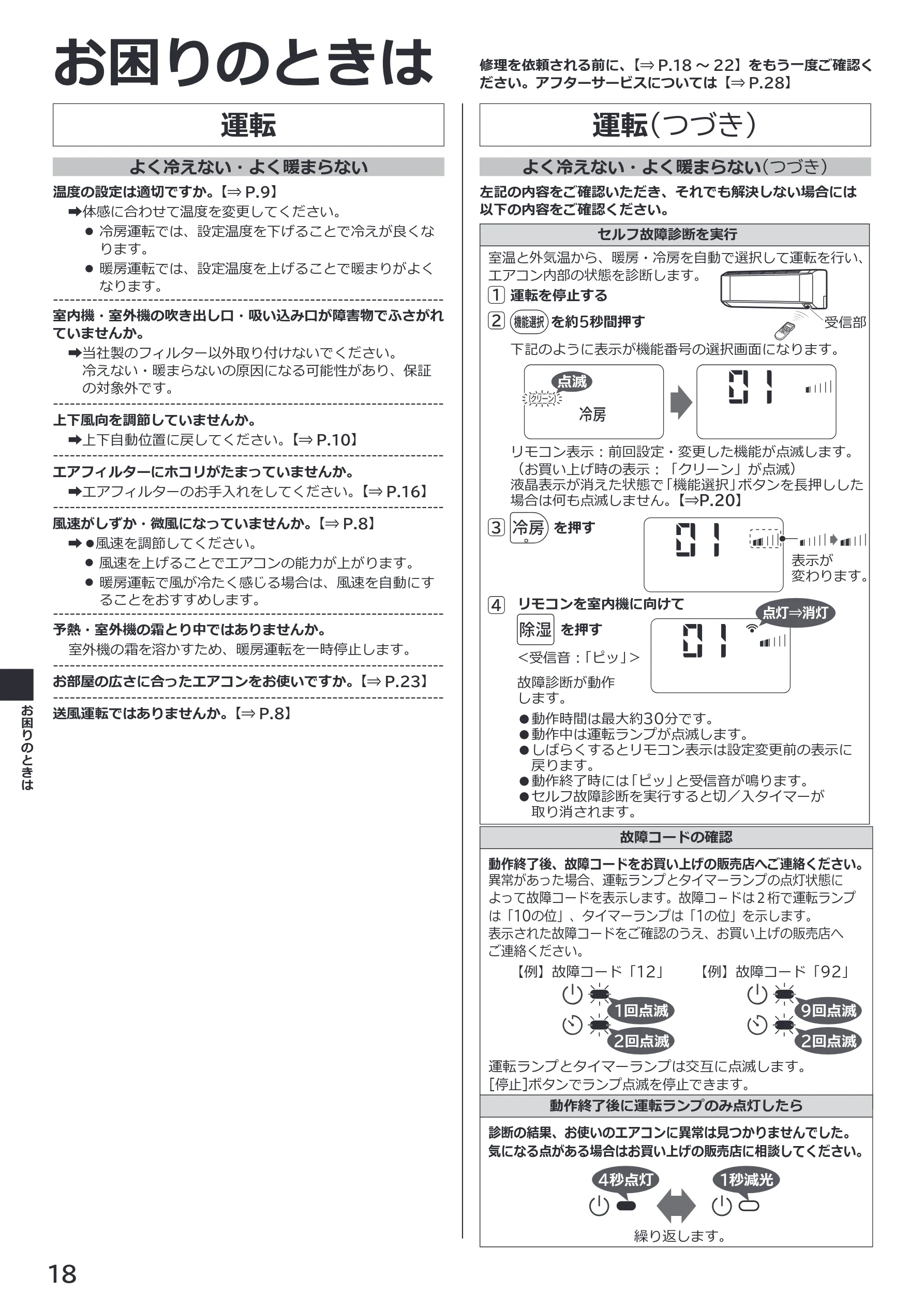 日立 RAS-BZ2226S / RAS-BZ2526S / RAS-BZ2826S 取扱説明書 — お困りのときは — 図版 18-1 — 18ページ