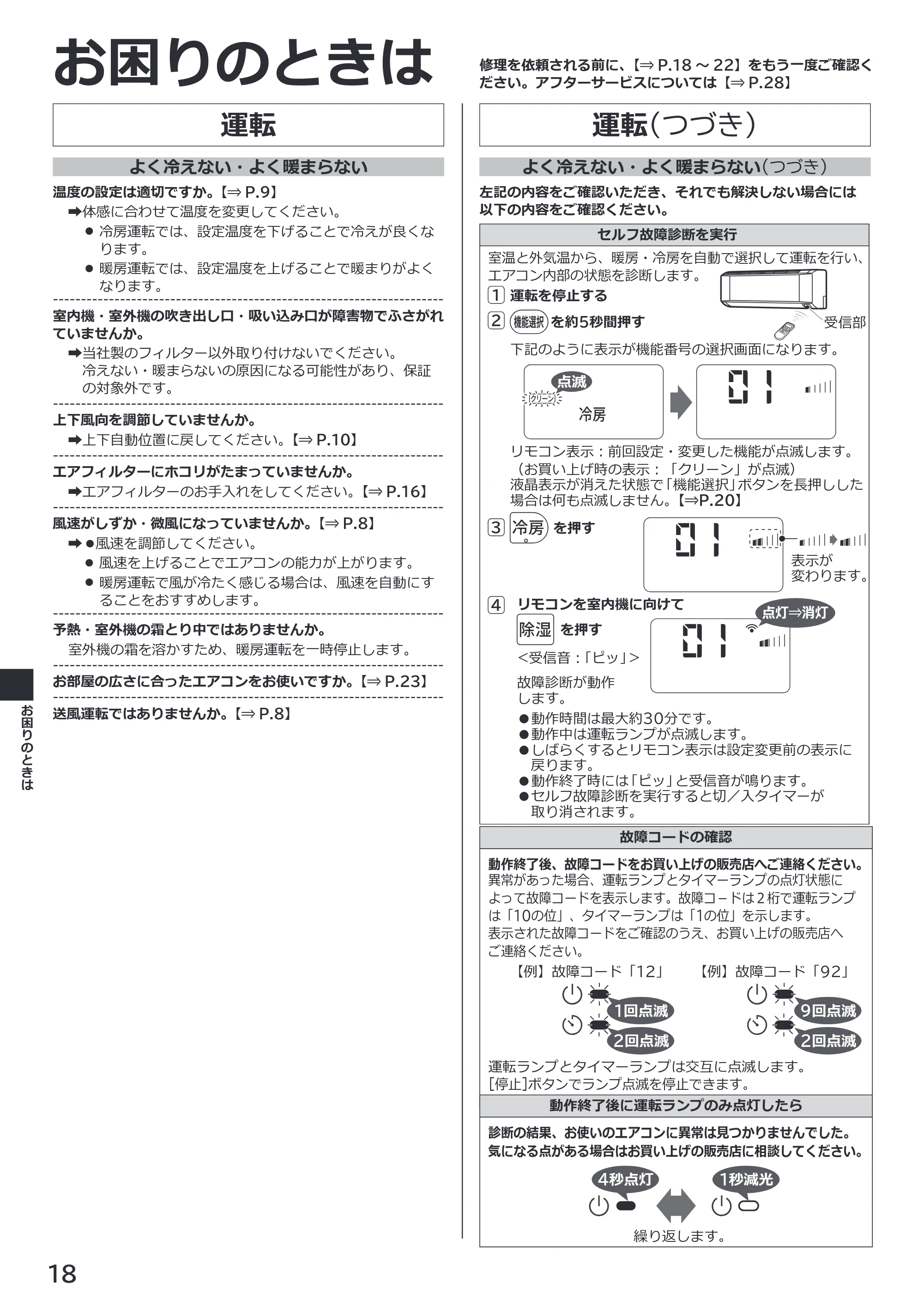 日立 RAS-BZ2226S / RAS-BZ2526S / RAS-BZ2826S 取扱説明書 — お困りのときは — 原本ページ — 18ページ