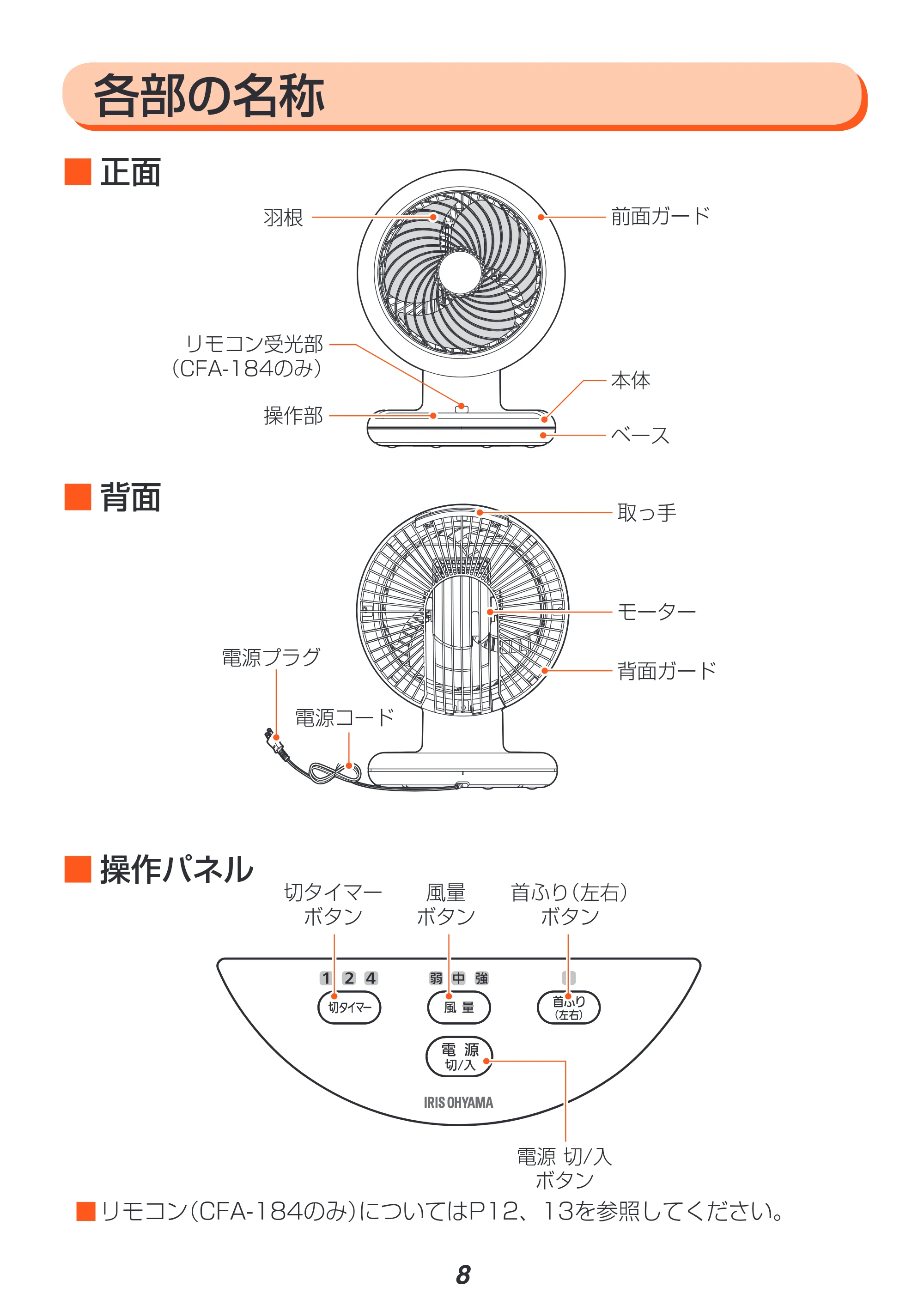 アイリスオーヤマ CFA-183 取扱説明書 — 原本ページ — 8ページ