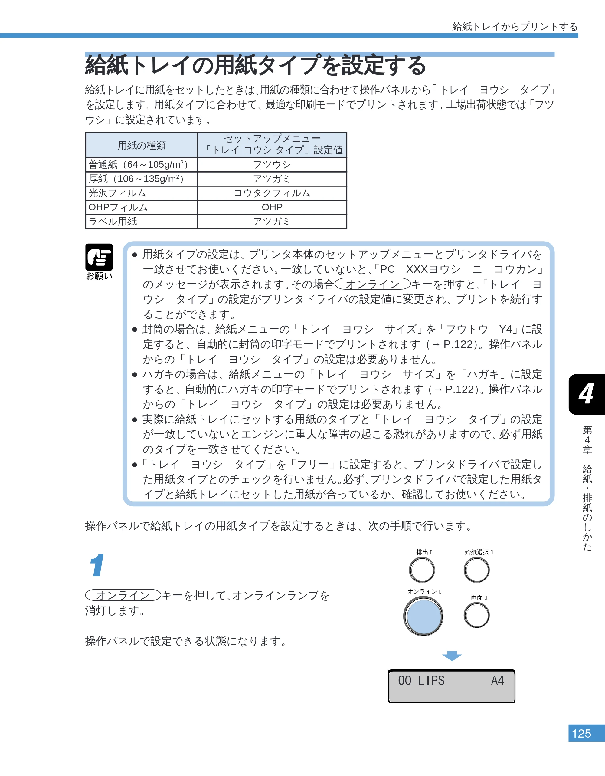 キヤノン LBP-2050 ユーザーズガイド （PDF形式／10.14Mバイト） — 給紙トレイの用紙タイプを設定する — 原本ページ — 128ページ