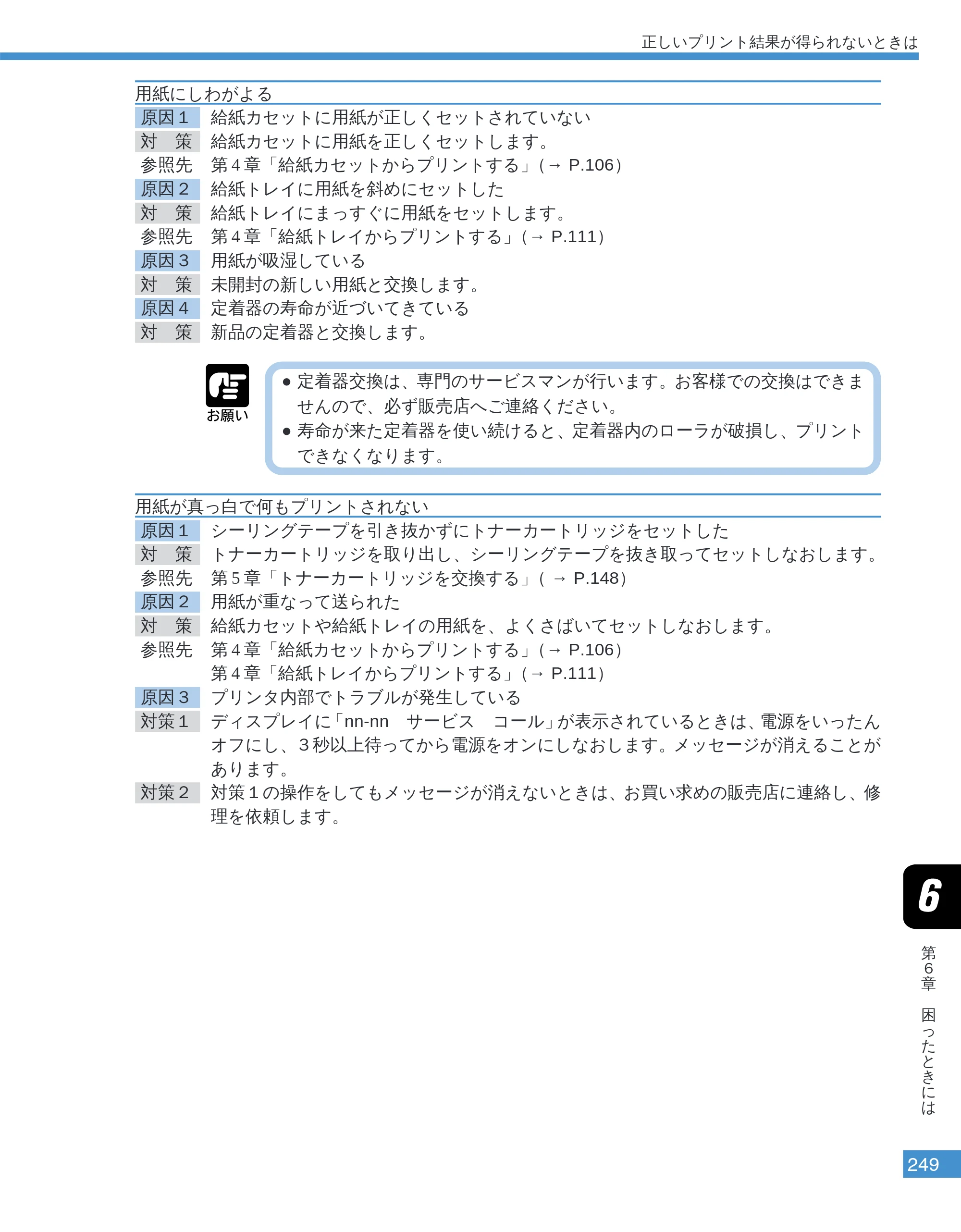 キヤノン LBP-2050 ユーザーズガイド （PDF形式／10.14Mバイト） — 用紙にしわがよる — 原本ページ — 252ページ
