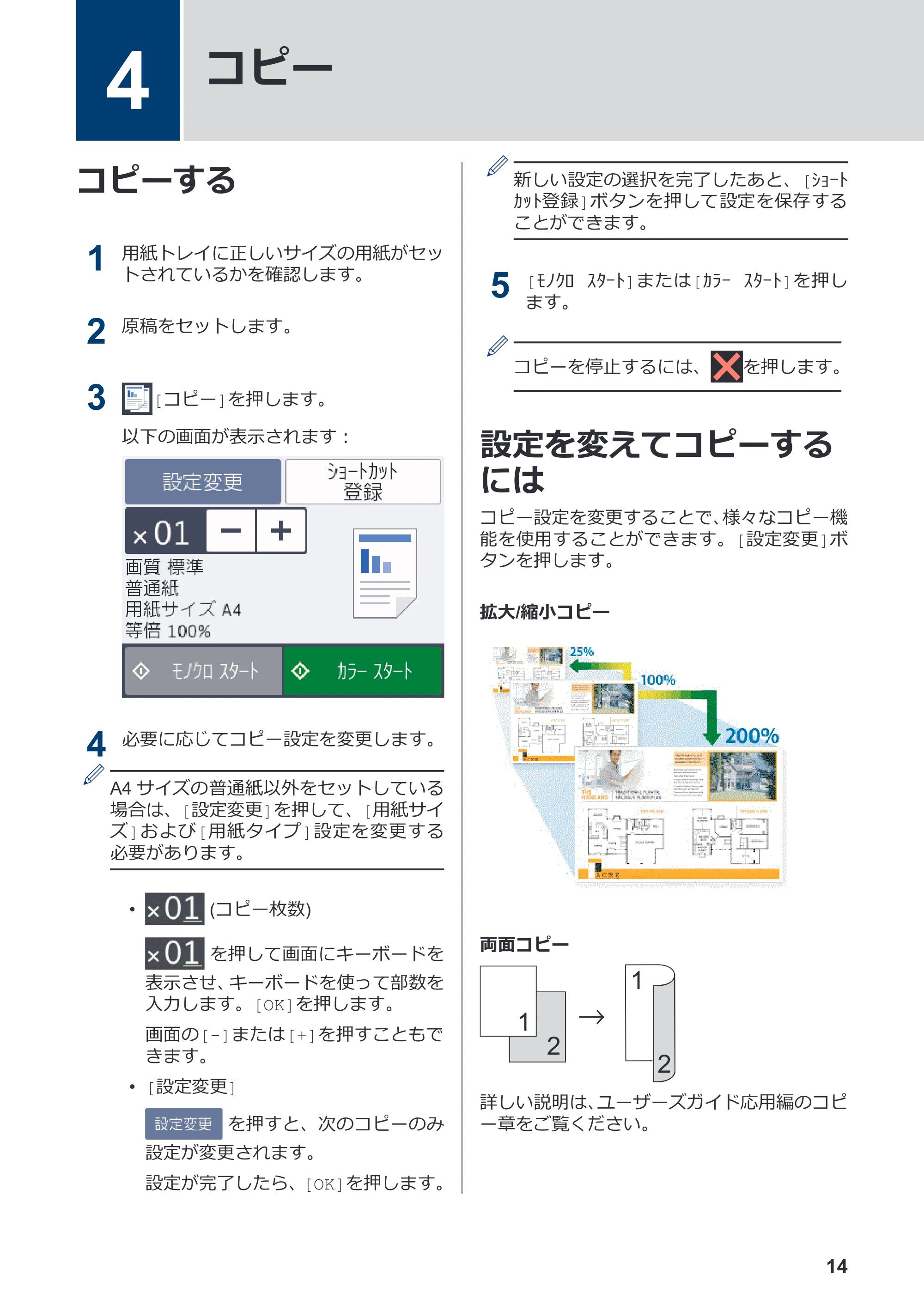 ブラザー DCP-J988N / MFC-J1500N かんたん操作ガイド — 4 コピー — 原本ページ — 15ページ