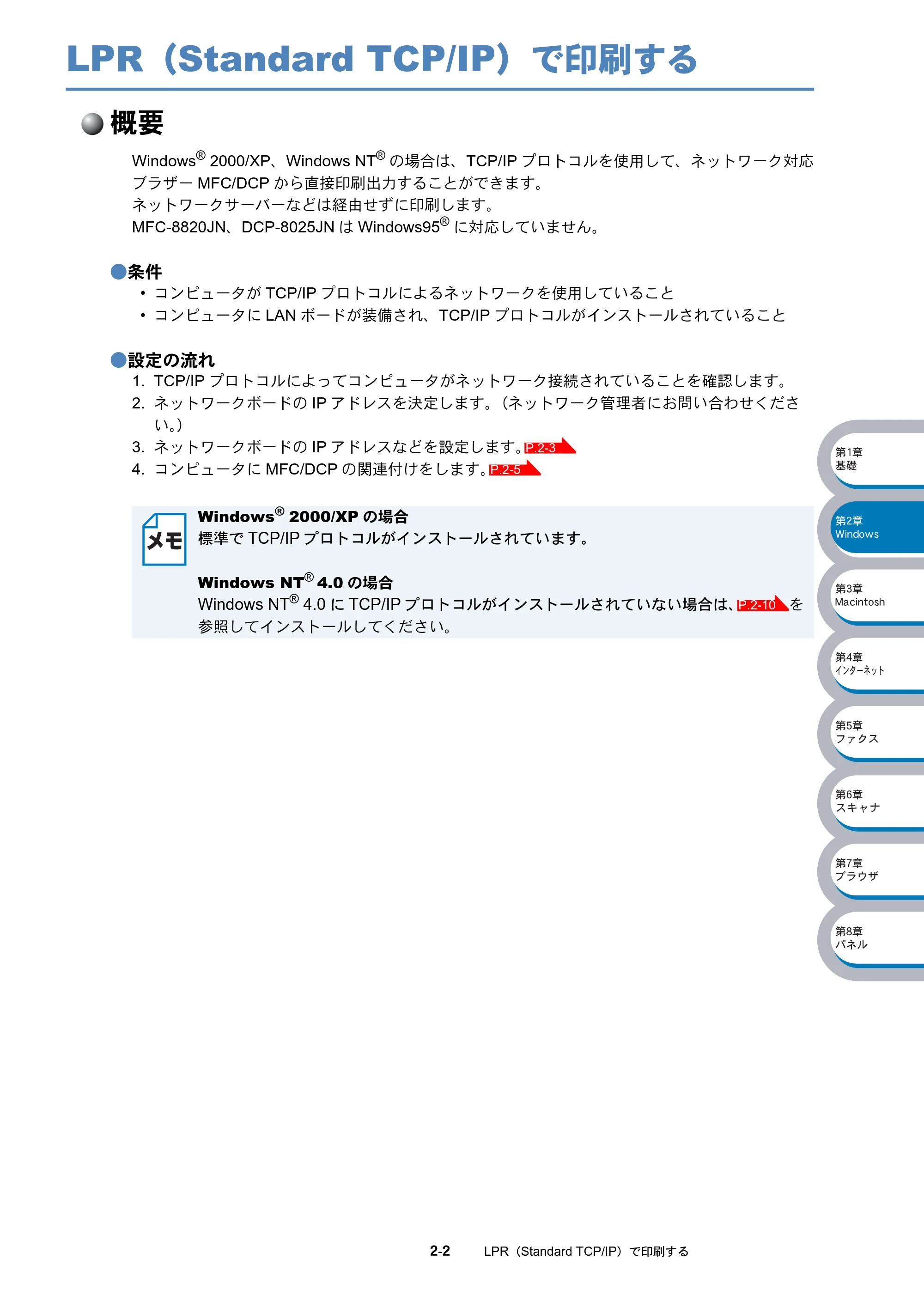 ブラザー DCP-8025J / DCP-8025JN / MFC-8820J ネットワーク取扱説明書 — LPR（Standard TCP/IP）で印刷する — 原本ページ — 19ページ