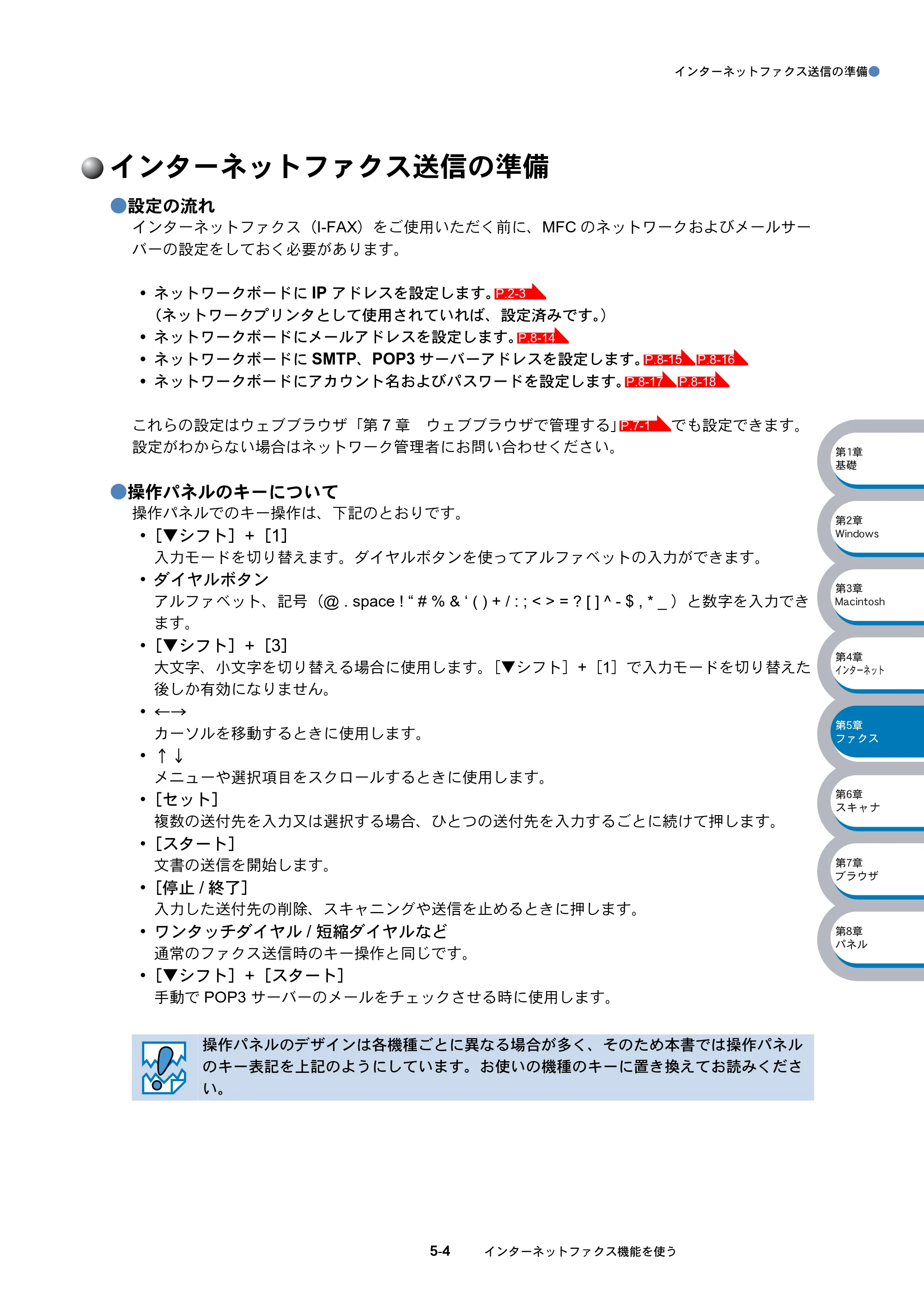 ブラザー DCP-8025J / DCP-8025JN / MFC-8820J ネットワーク取扱説明書 — インターネットファクス送信の準備 — 原本ページ — 80ページ