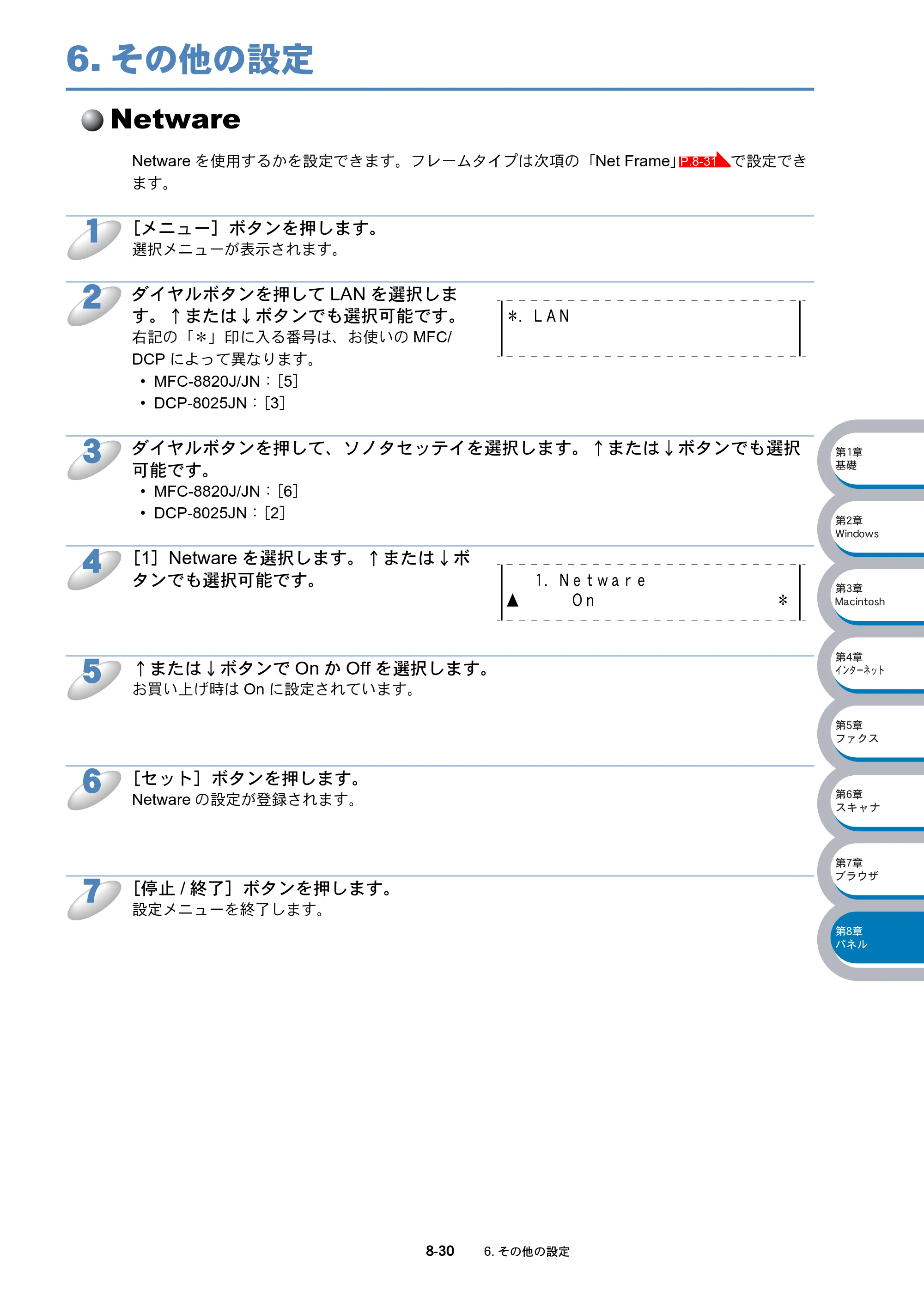 ブラザー DCP-8025J / DCP-8025JN / MFC-8820J ネットワーク取扱説明書 — 6.その他の設定 — 原本ページ — 141ページ