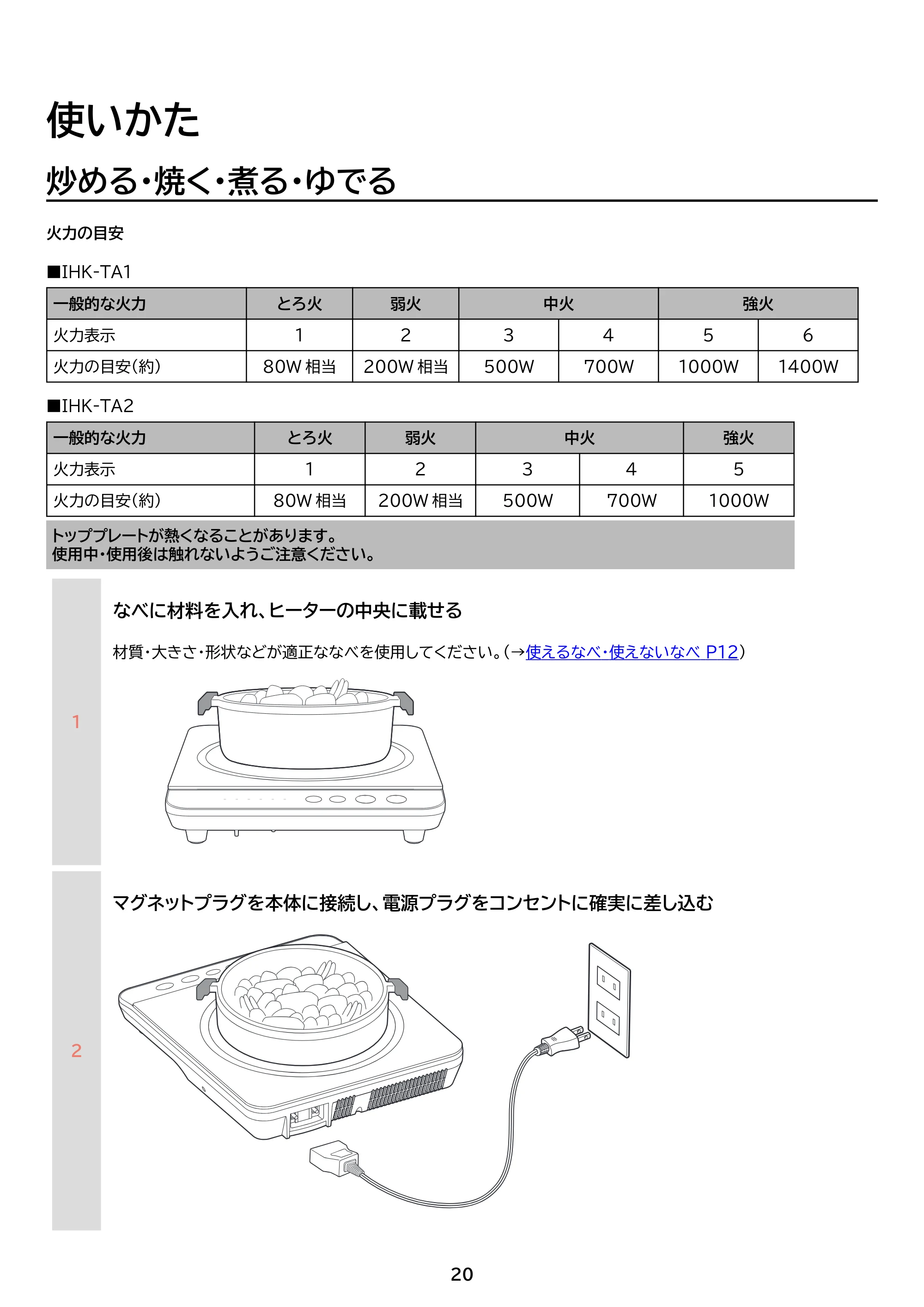 アイリスオーヤマ IHK-TA2 取扱説明書 — 原本ページ — 20ページ