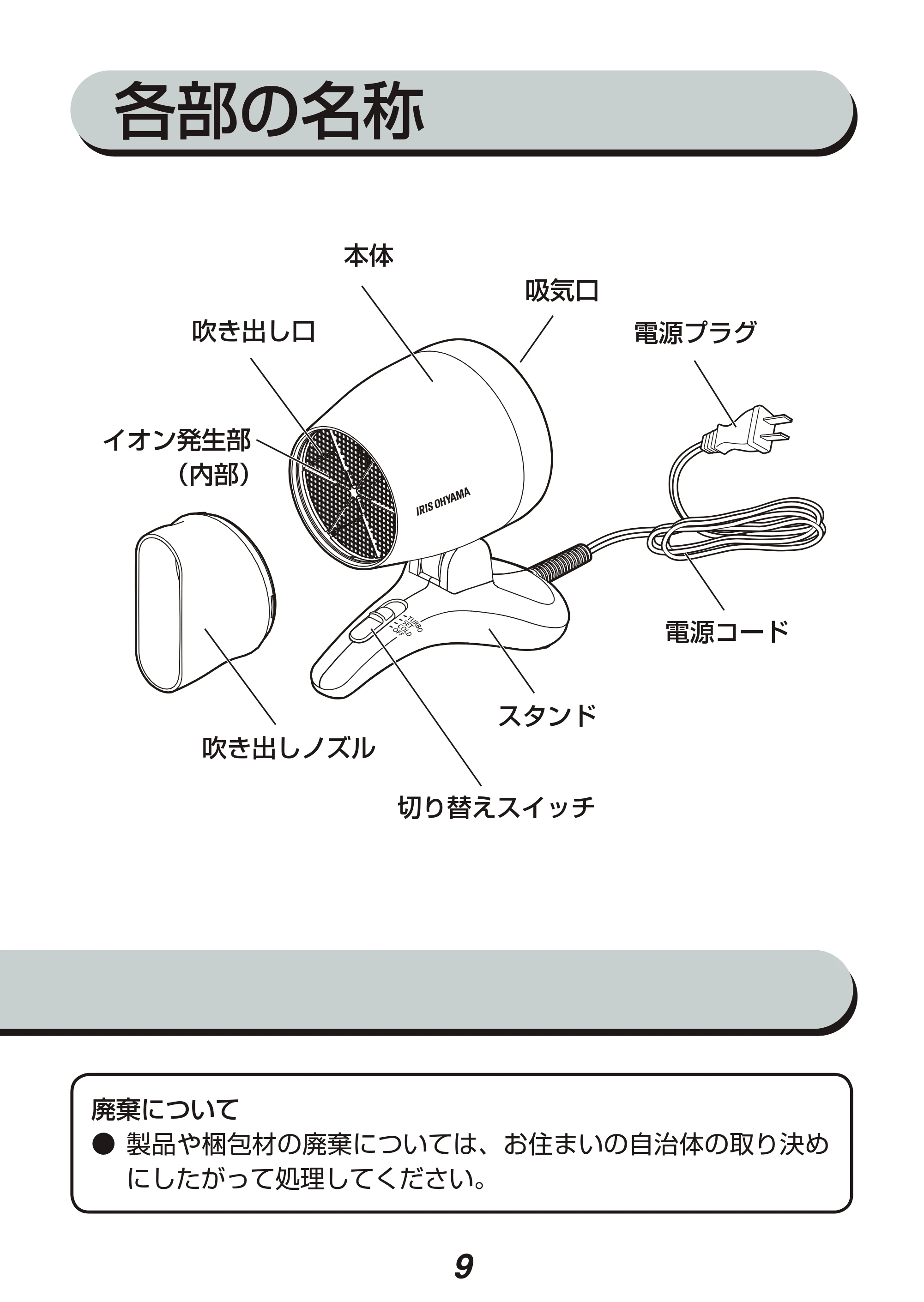 アイリスオーヤマ HDR-S1 取扱説明書 — 原本ページ — 9ページ