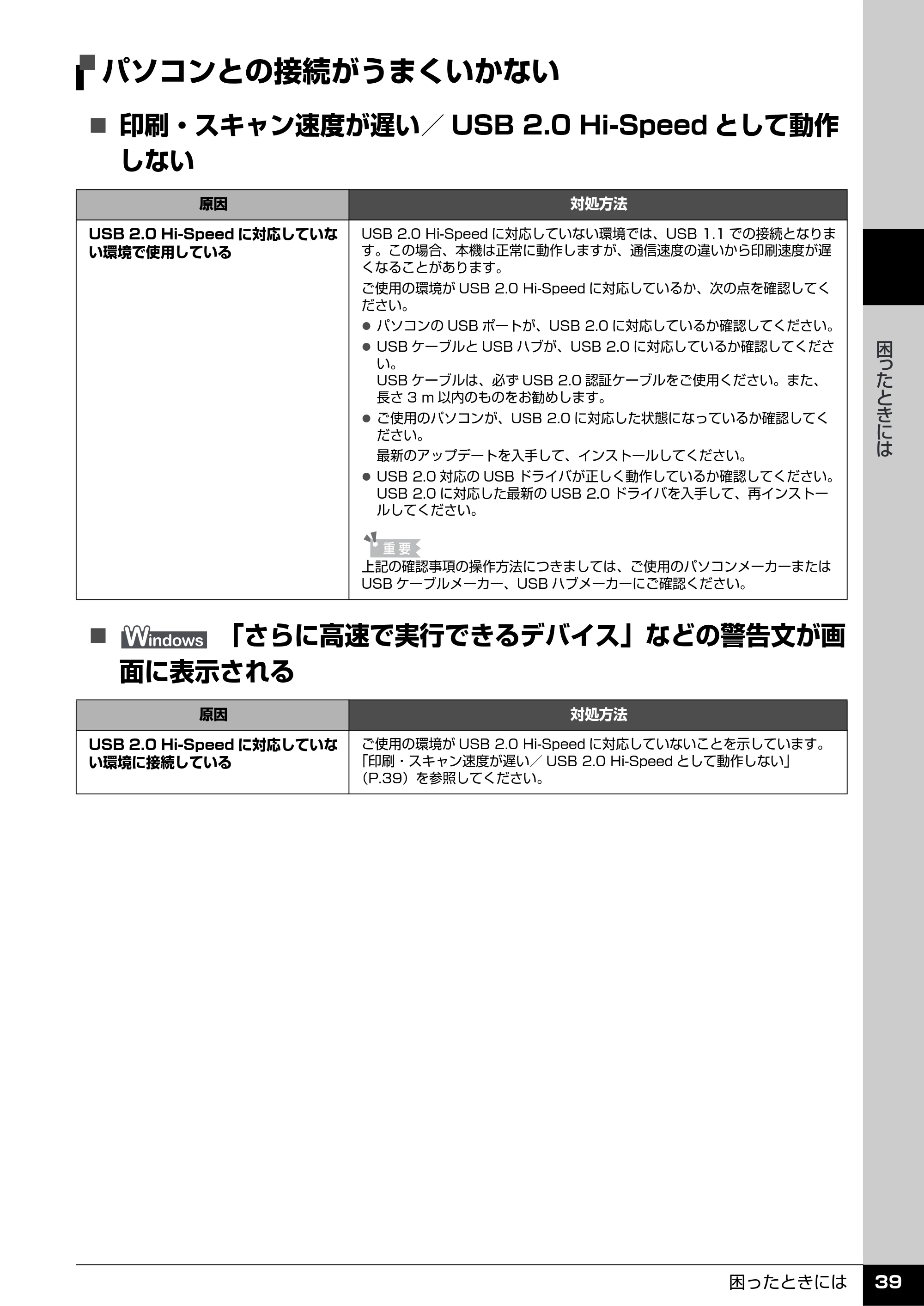 キヤノン PIXUS MX7600 操作ガイド (お手入れ・困ったときには編) (PDF形式/7.23Mバイト) — パソコンとの接続がうまくいかない — 原本ページ — 40ページ