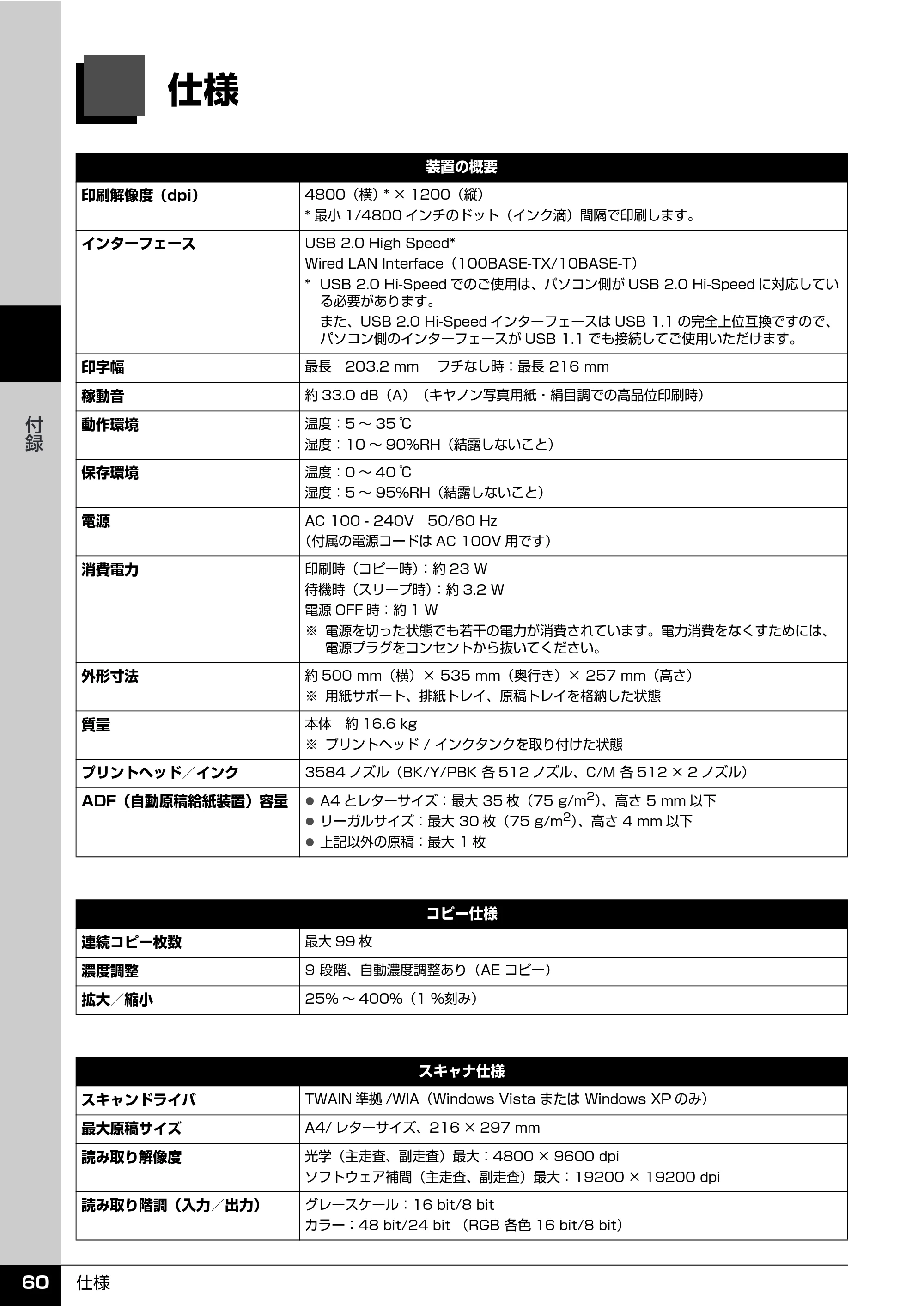 キヤノン PIXUS MX7600 操作ガイド (お手入れ・困ったときには編) (PDF形式/7.23Mバイト) — 付録 — 原本ページ — 61ページ