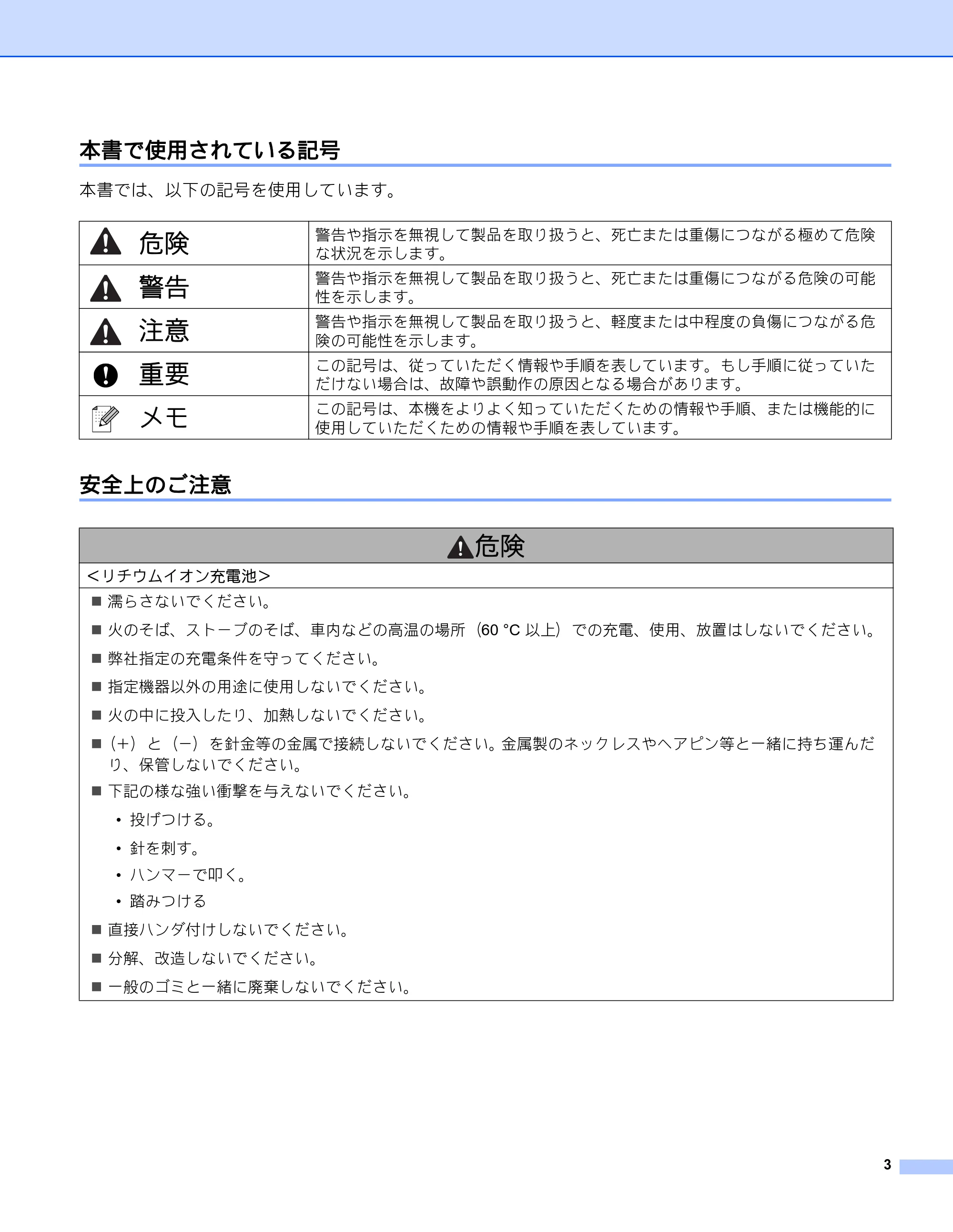 ブラザー RJ-4230B / RJ-4250WB ユーザーズガイド — 本書で使用されている記号 — 原本ページ — 4ページ