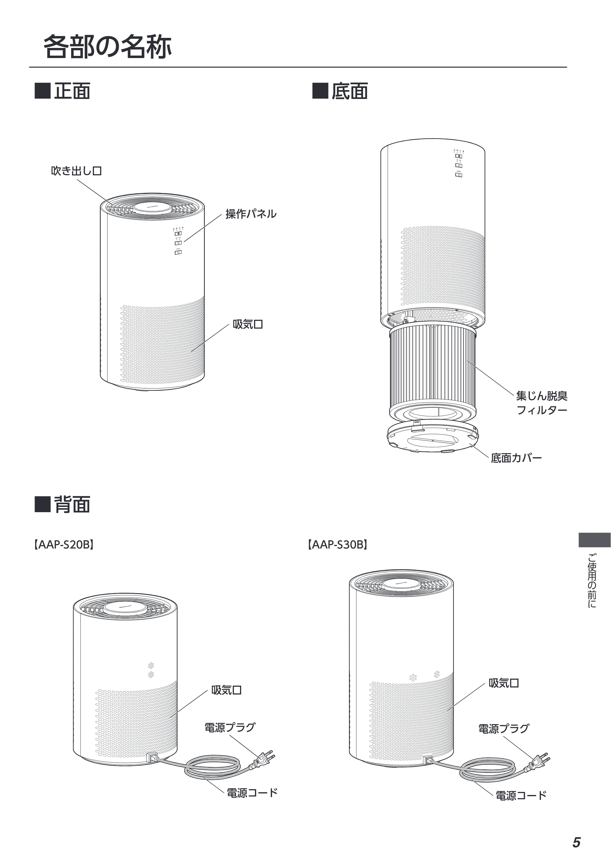 アイリスオーヤマ AAP-S30B 取扱説明書 — 原本ページ — 5ページ
