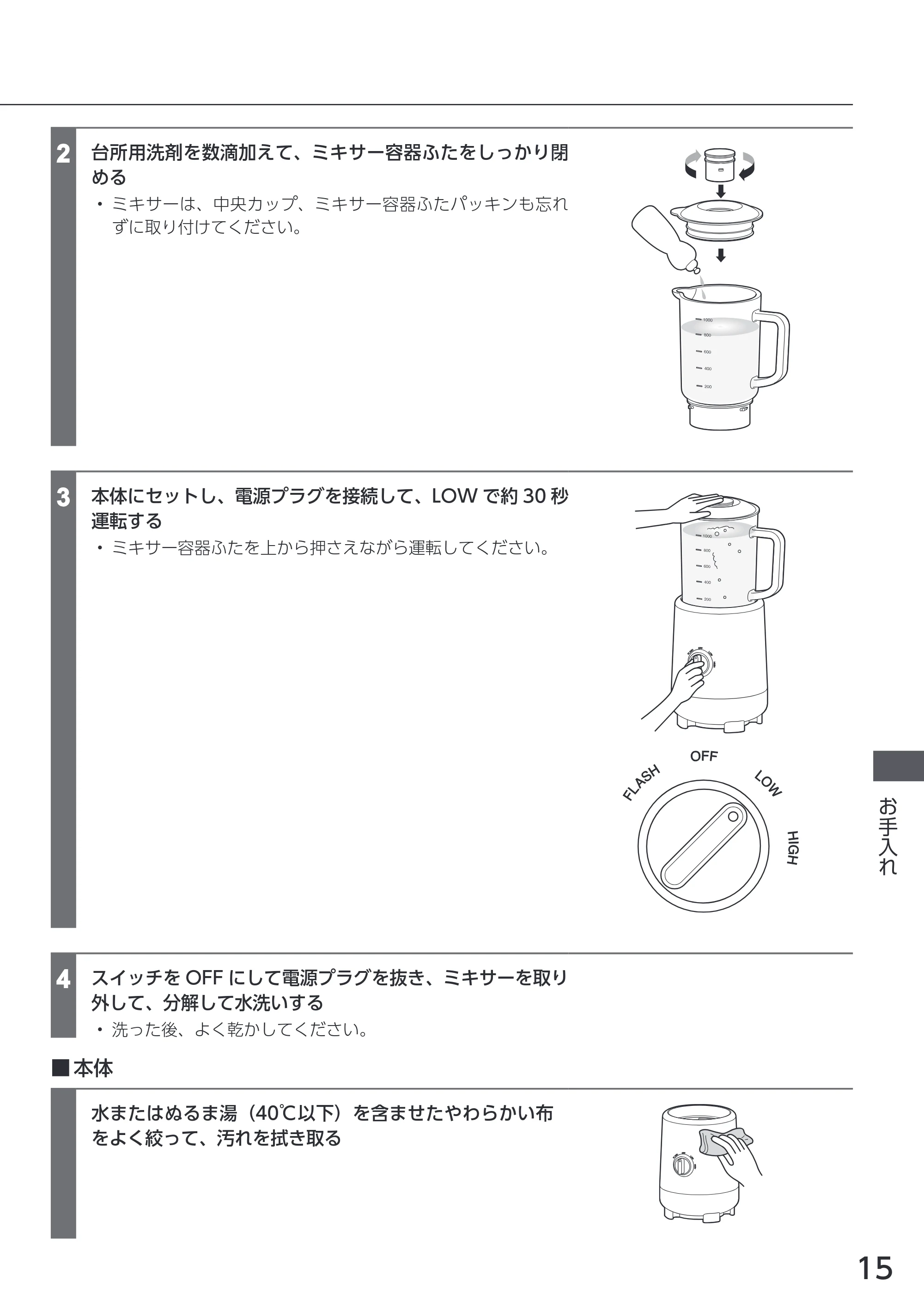 アイリスオーヤマ IJM-S101 取扱説明書 — 原本ページ — 15ページ