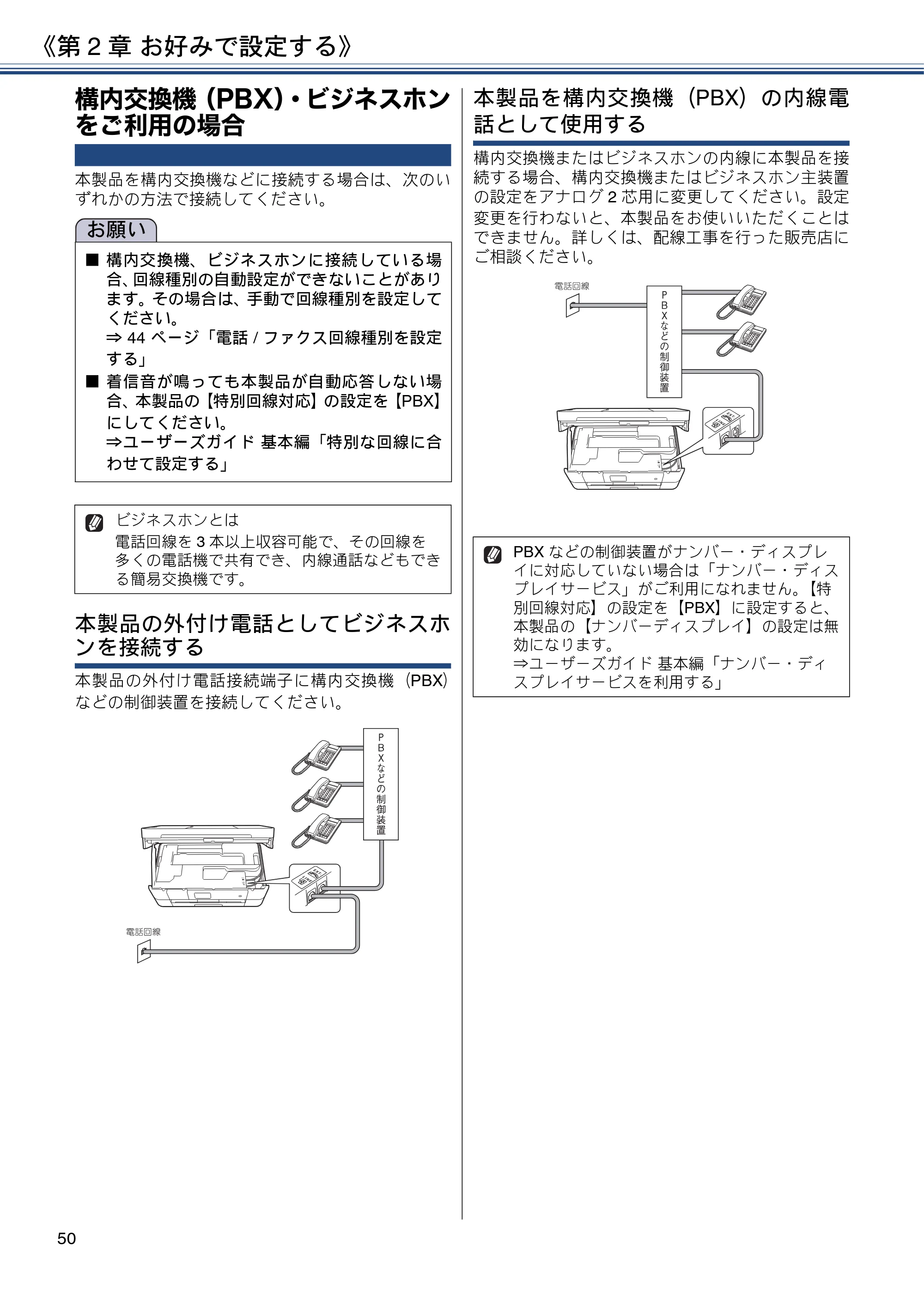 ブラザー MFC-J4725N ユーザーズガイド ～応用編～ — 構内交換機（PBX）・ビジネスホンをご利用の場合 — 原本ページ — 50ページ