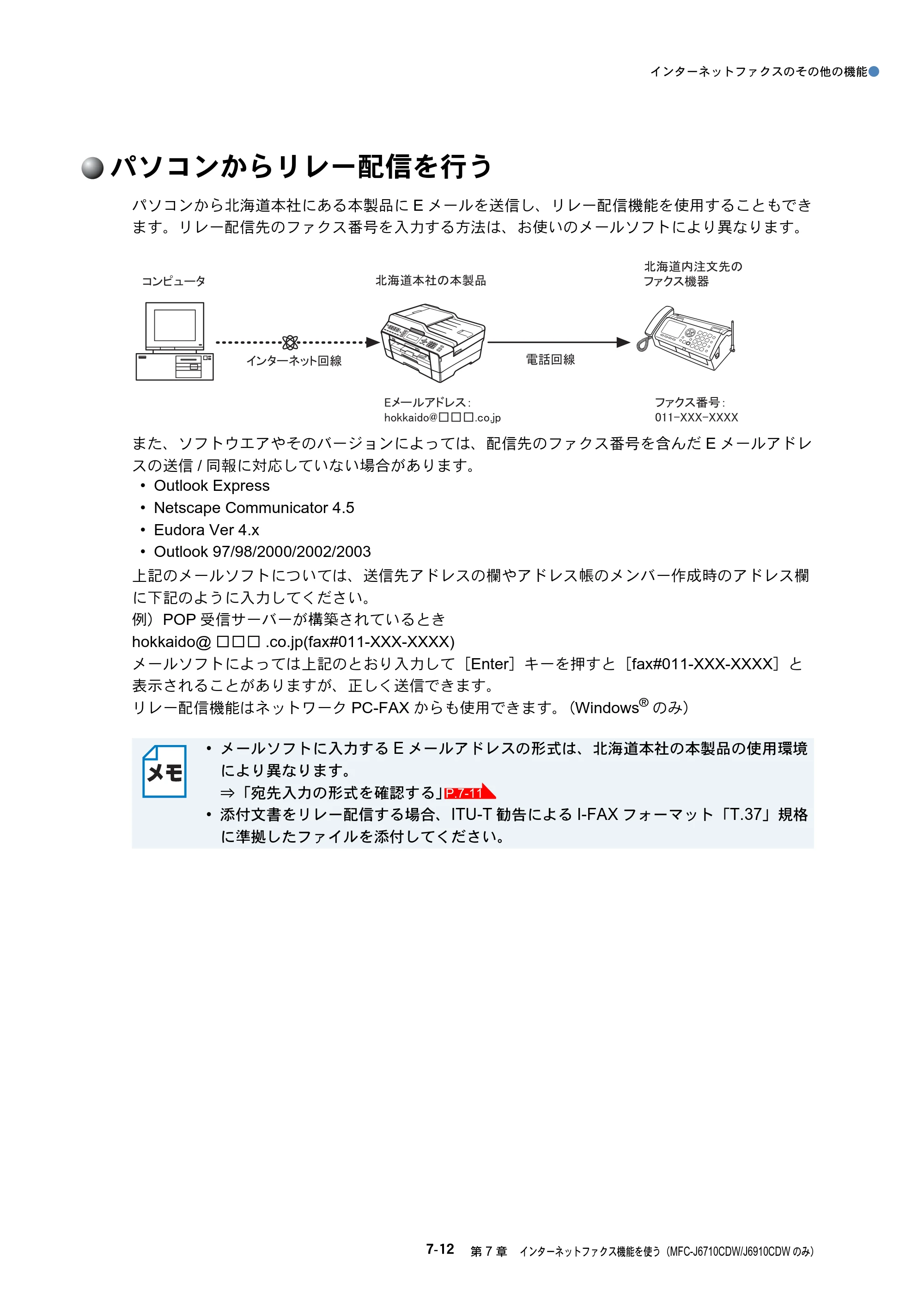 ブラザー MFC-J6510DW / MFC-J6710CDW / MFC-J6910CDW ユーザーズガイド ～ネットワーク操作編～ — パソコンからリレー配信を行う — 原本ページ — 73ページ