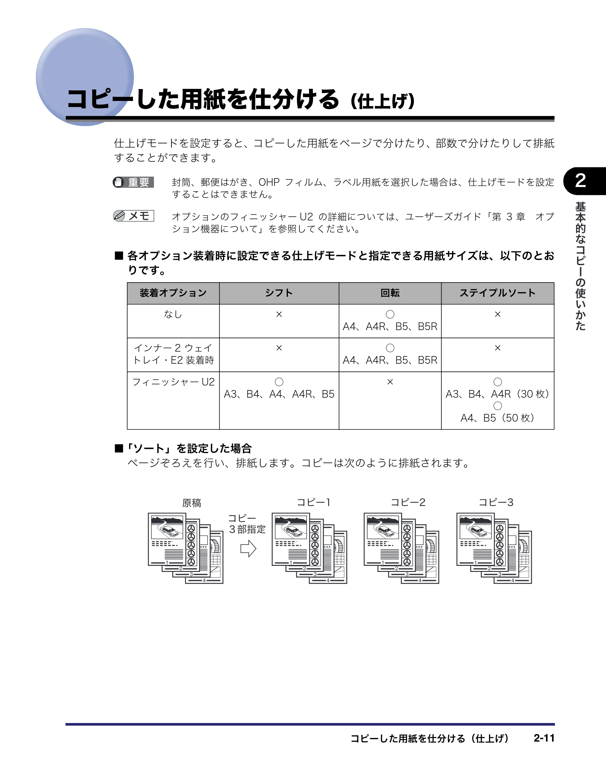 キヤノン MF7450N/MF7350N/MF7330 コピーガイド （PDF形式／5.89Mバイト） — コピーした用紙を仕分ける（仕上げ） — 原本ページ — 49ページ