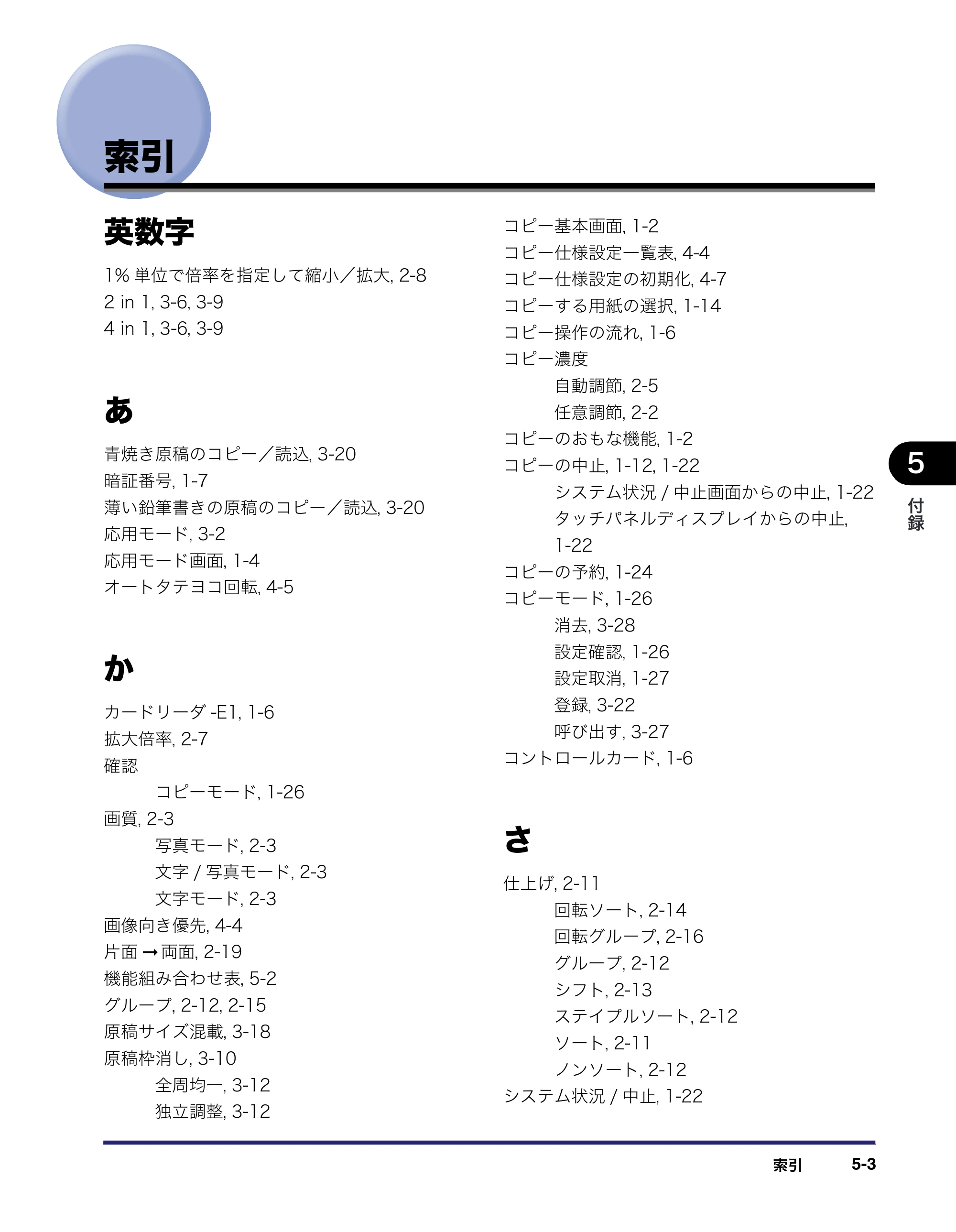 キヤノン MF7450N/MF7350N/MF7330 コピーガイド （PDF形式／5.89Mバイト） — 索引 — 原本ページ — 107ページ