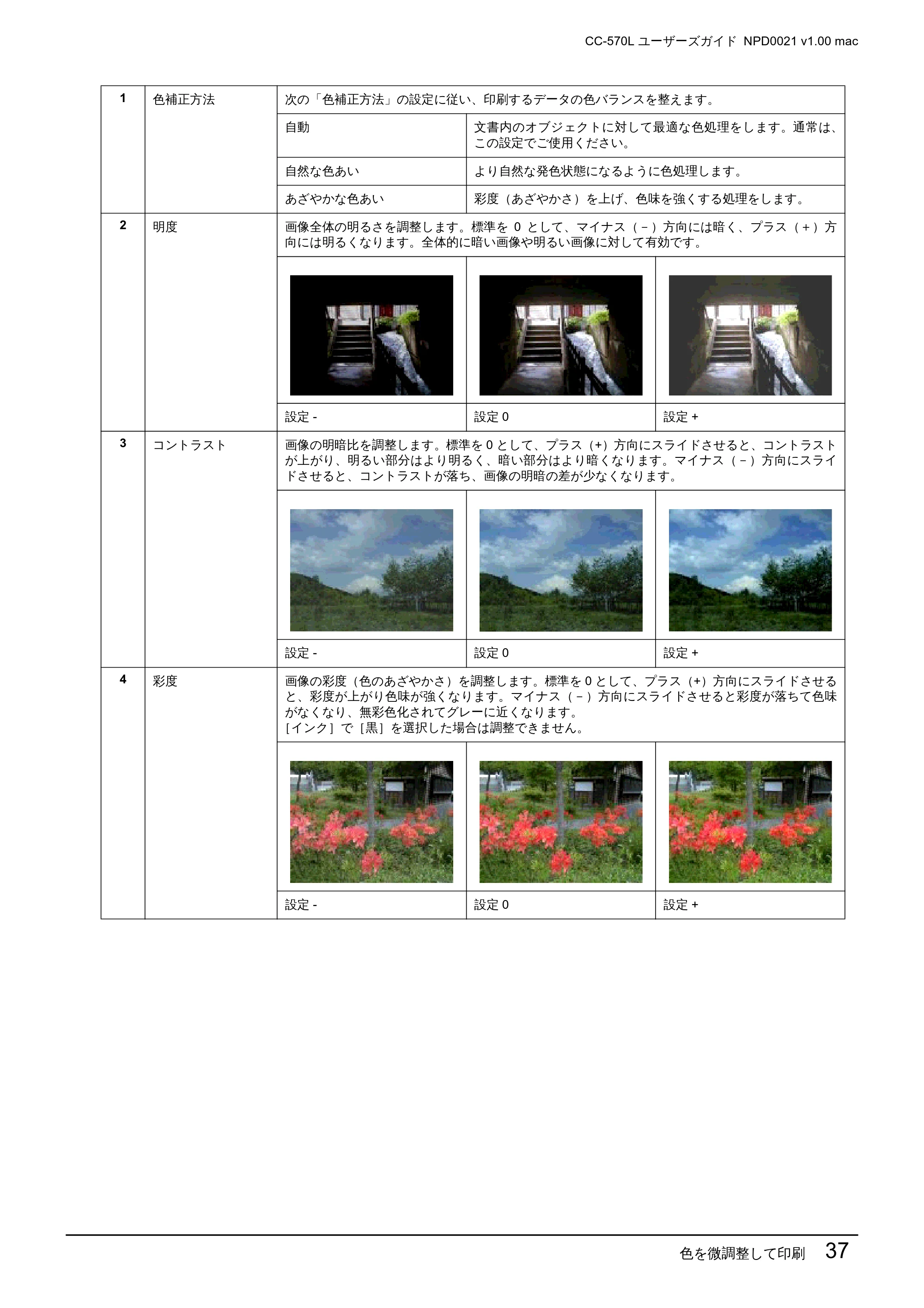 エプソン CC-570L CC-570L ユーザーズガイド (Macintosh版) — 色を微調整して印刷 37 — 原本ページ — 37ページ