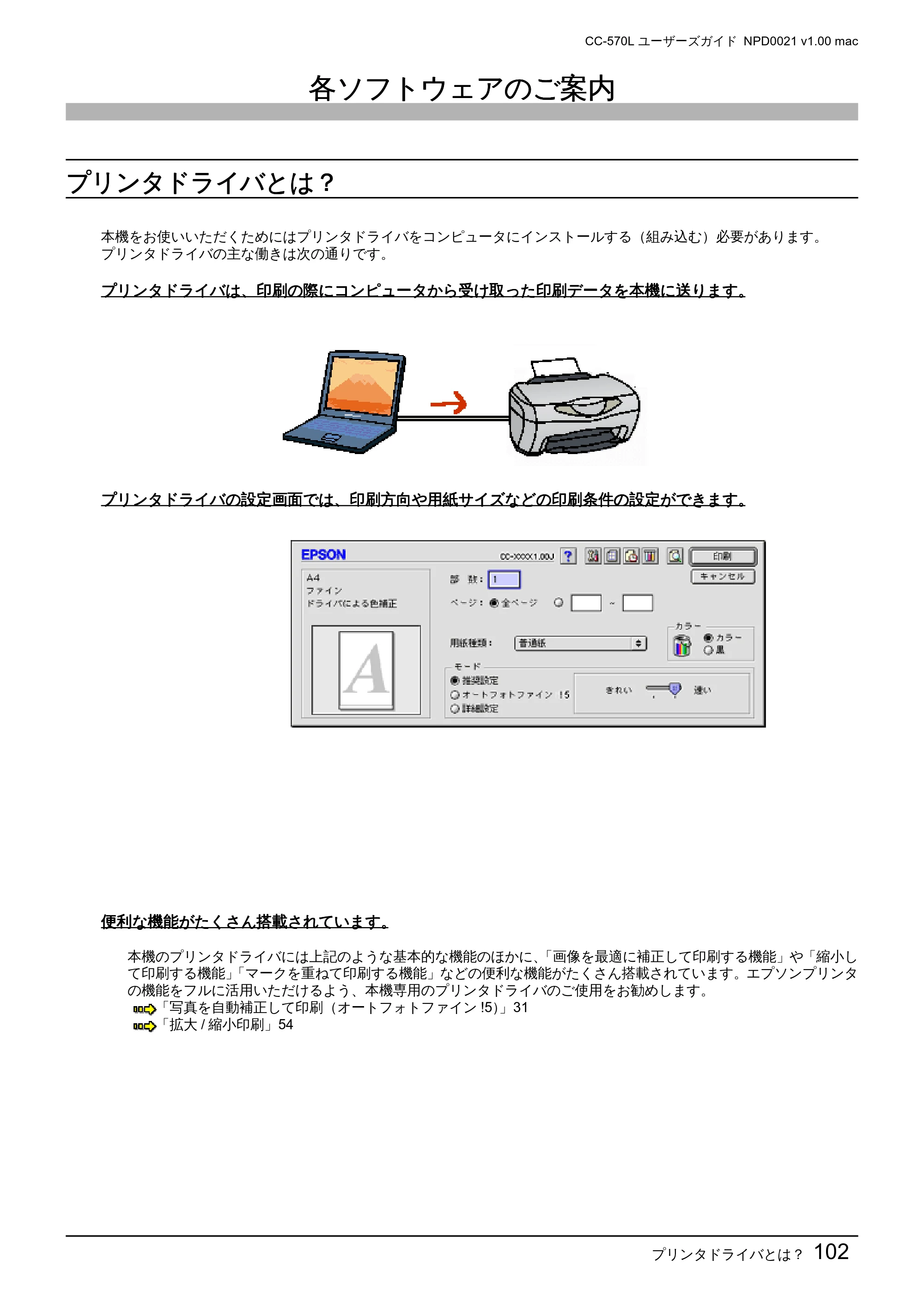 エプソン CC-570L CC-570L ユーザーズガイド (Macintosh版) — 各ソフトウェアのご案内 — 原本ページ — 102ページ