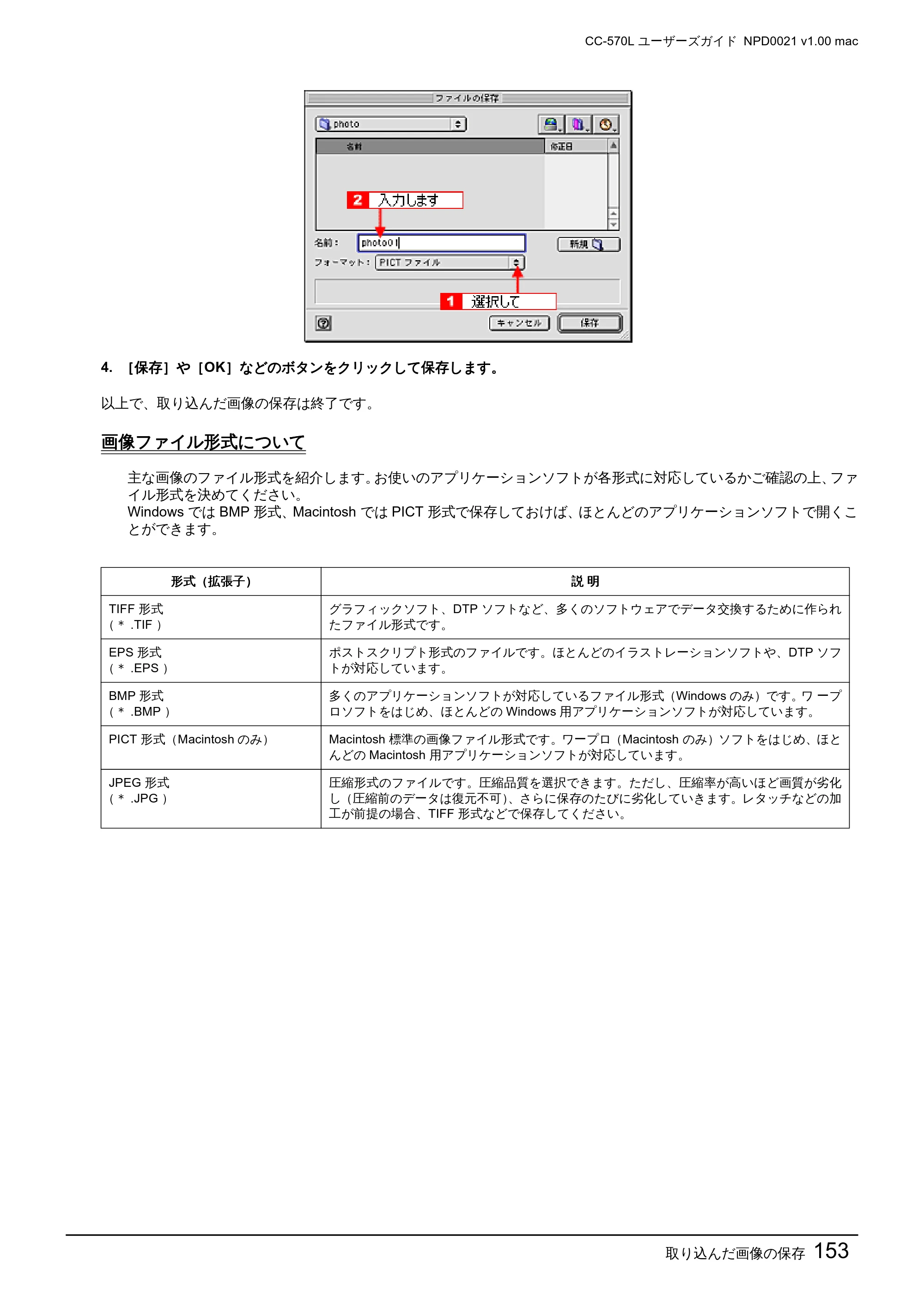 エプソン CC-570L CC-570L ユーザーズガイド (Macintosh版) — 画像ファイル形式について — 原本ページ — 153ページ