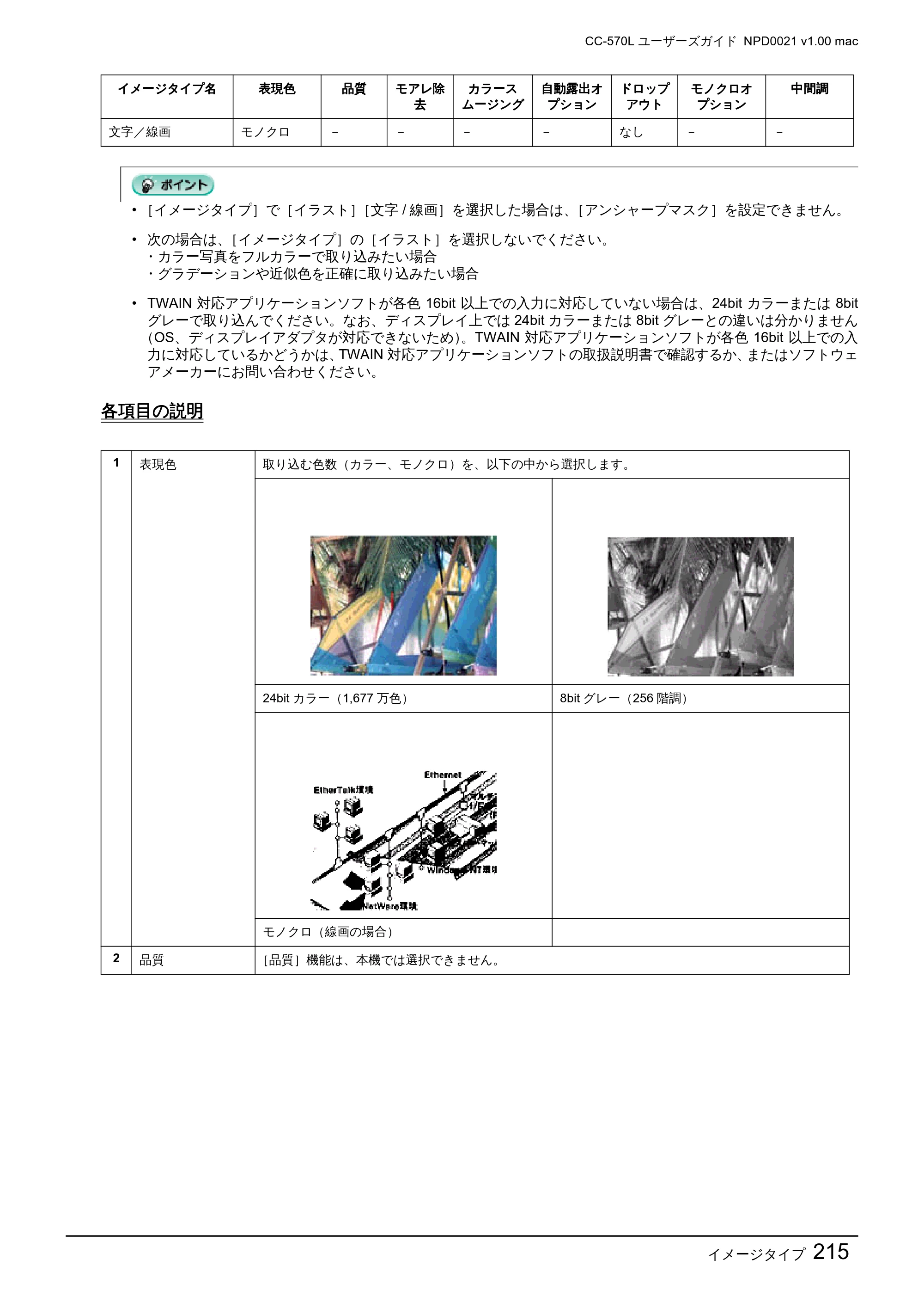 エプソン CC-570L CC-570L ユーザーズガイド (Macintosh版) — 各項目の説明 — 原本ページ — 215ページ