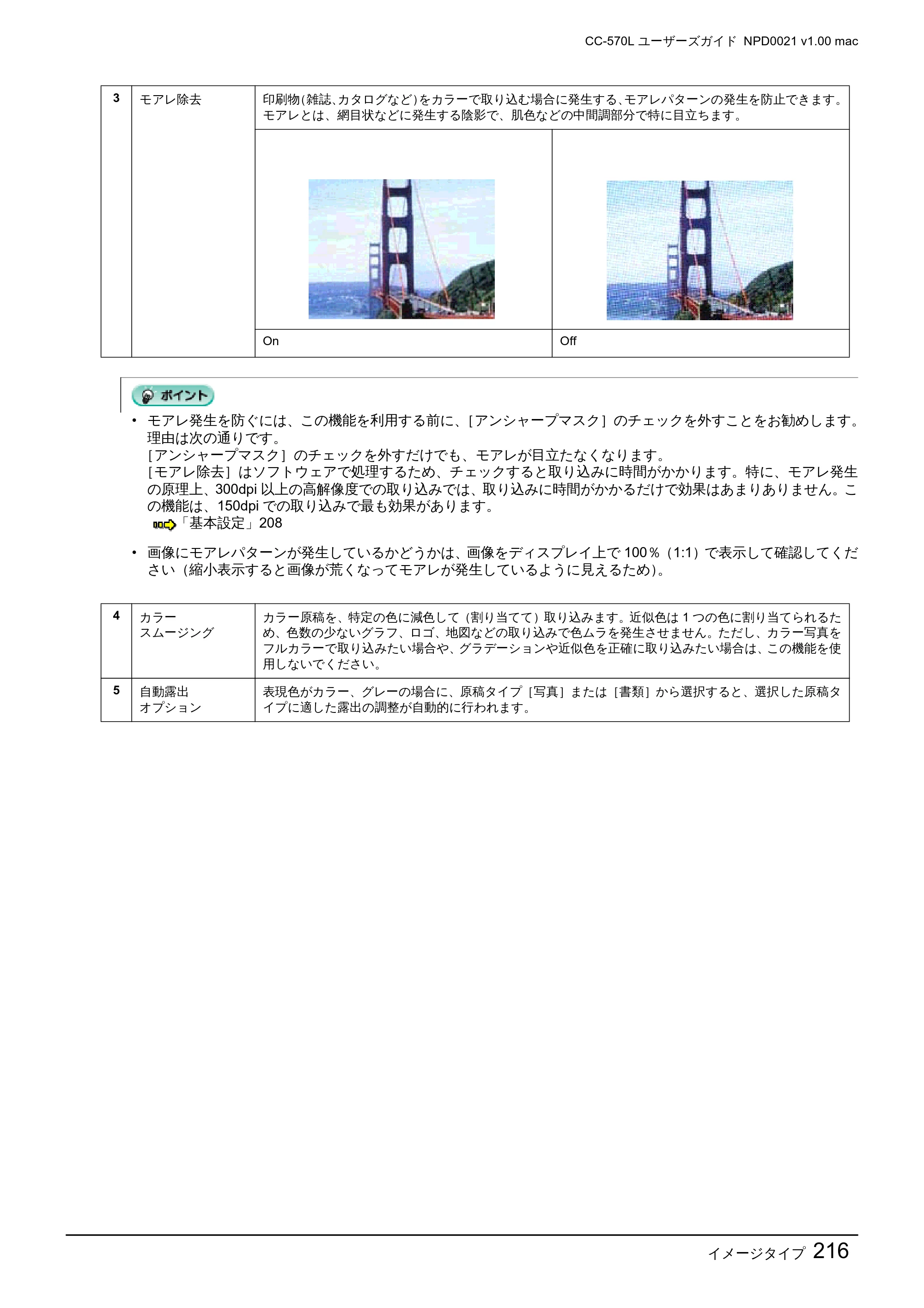 エプソン CC-570L CC-570L ユーザーズガイド (Macintosh版) — イメージタイプ216 — 原本ページ — 216ページ