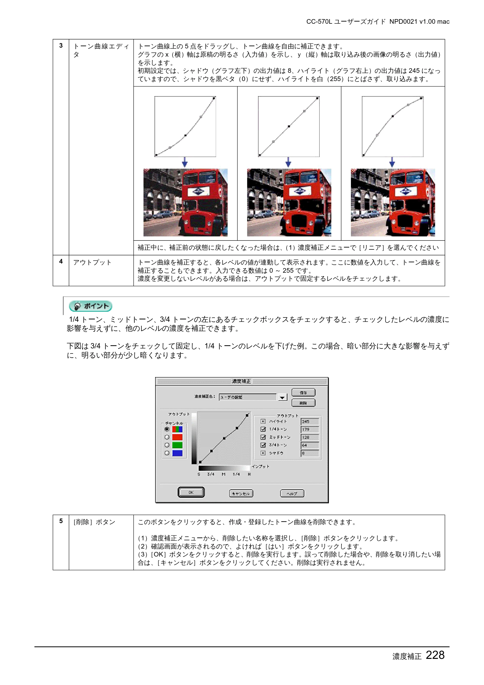 エプソン CC-570L CC-570L ユーザーズガイド (Macintosh版) — 濃度補正228 — 原本ページ — 228ページ