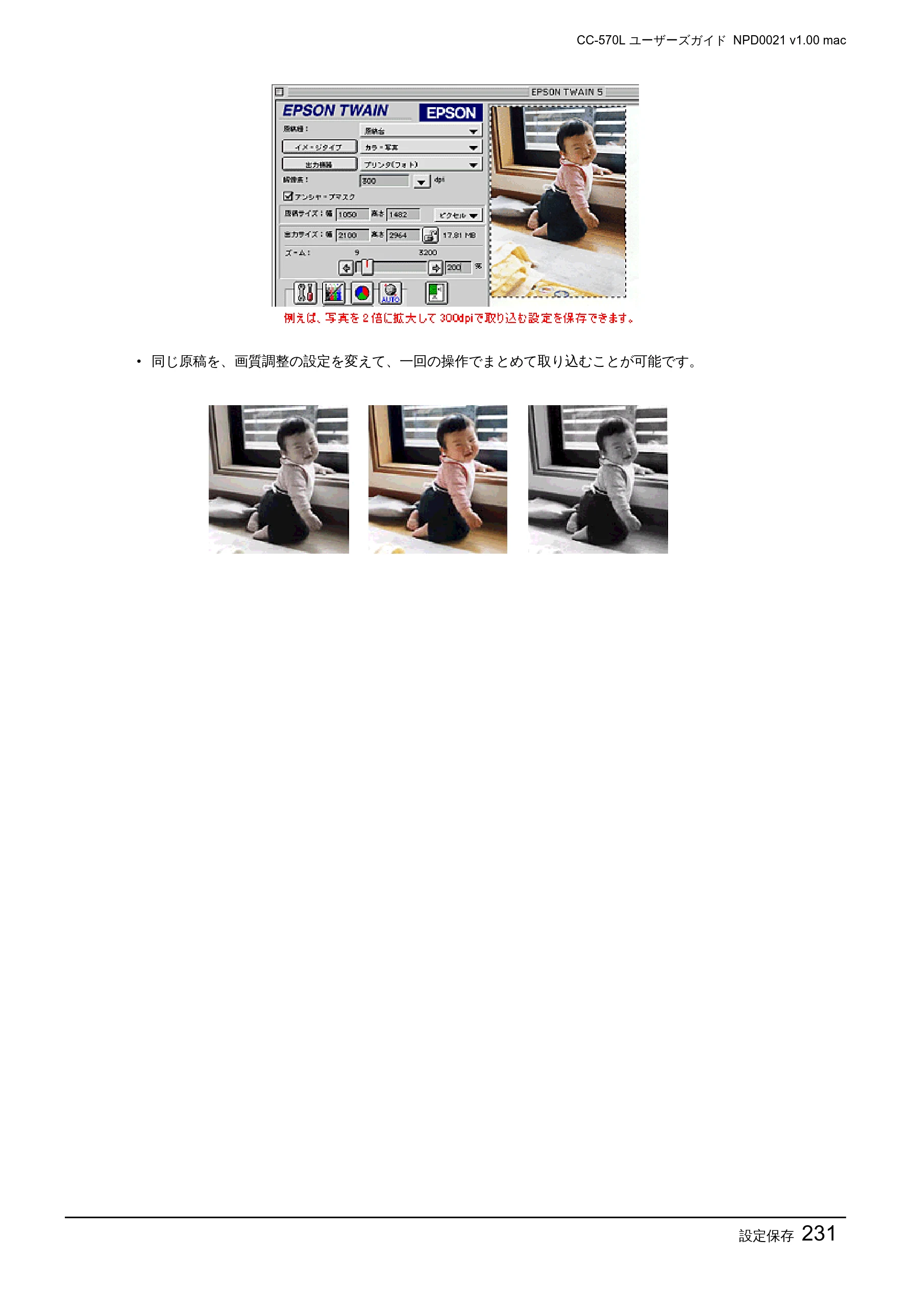 エプソン CC-570L CC-570L ユーザーズガイド (Macintosh版) — 設定保存231 — 図版 231-1 — 231ページ