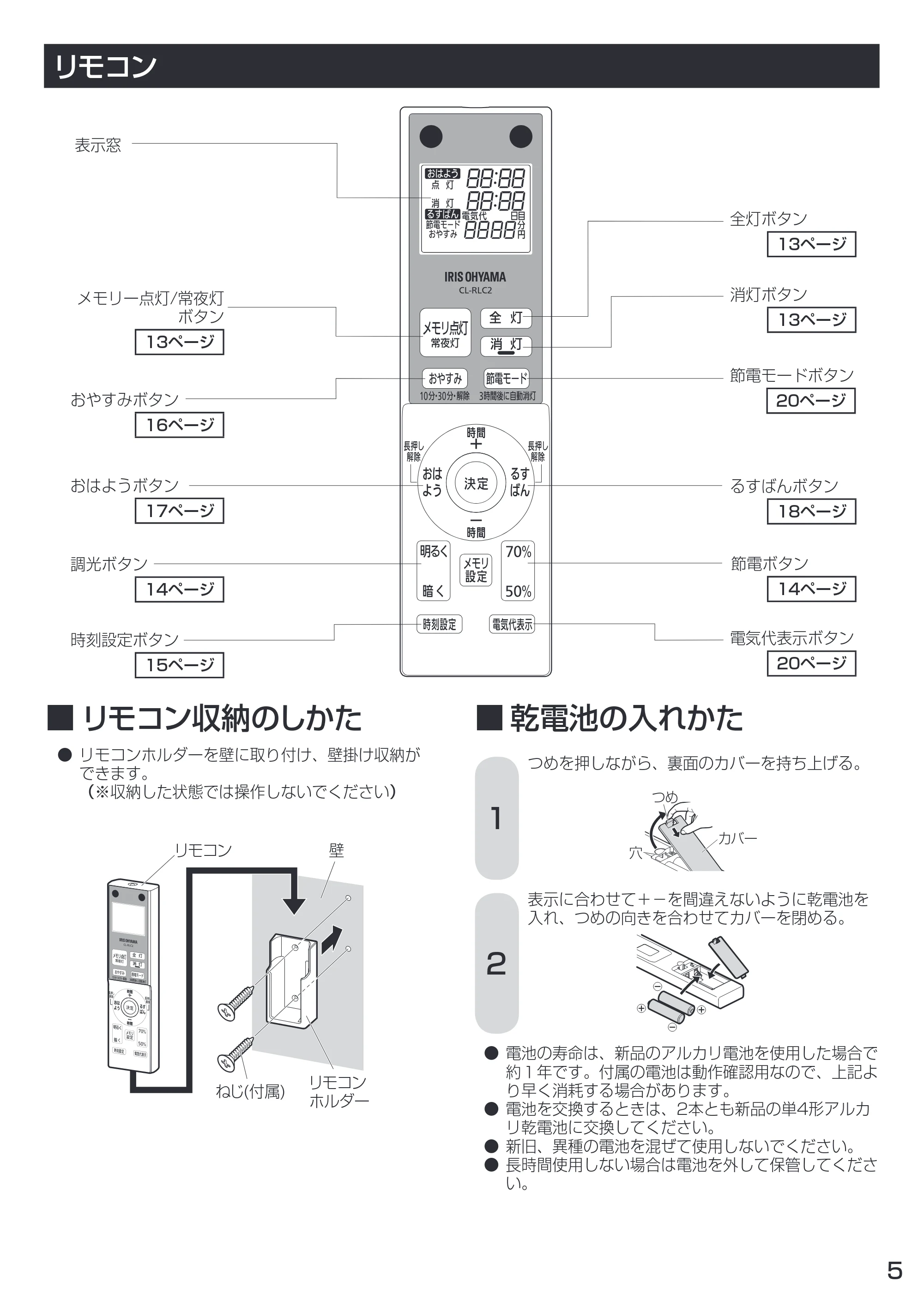 アイリスオーヤマ CL12N-FE 取扱説明書 — 原本ページ — 5ページ