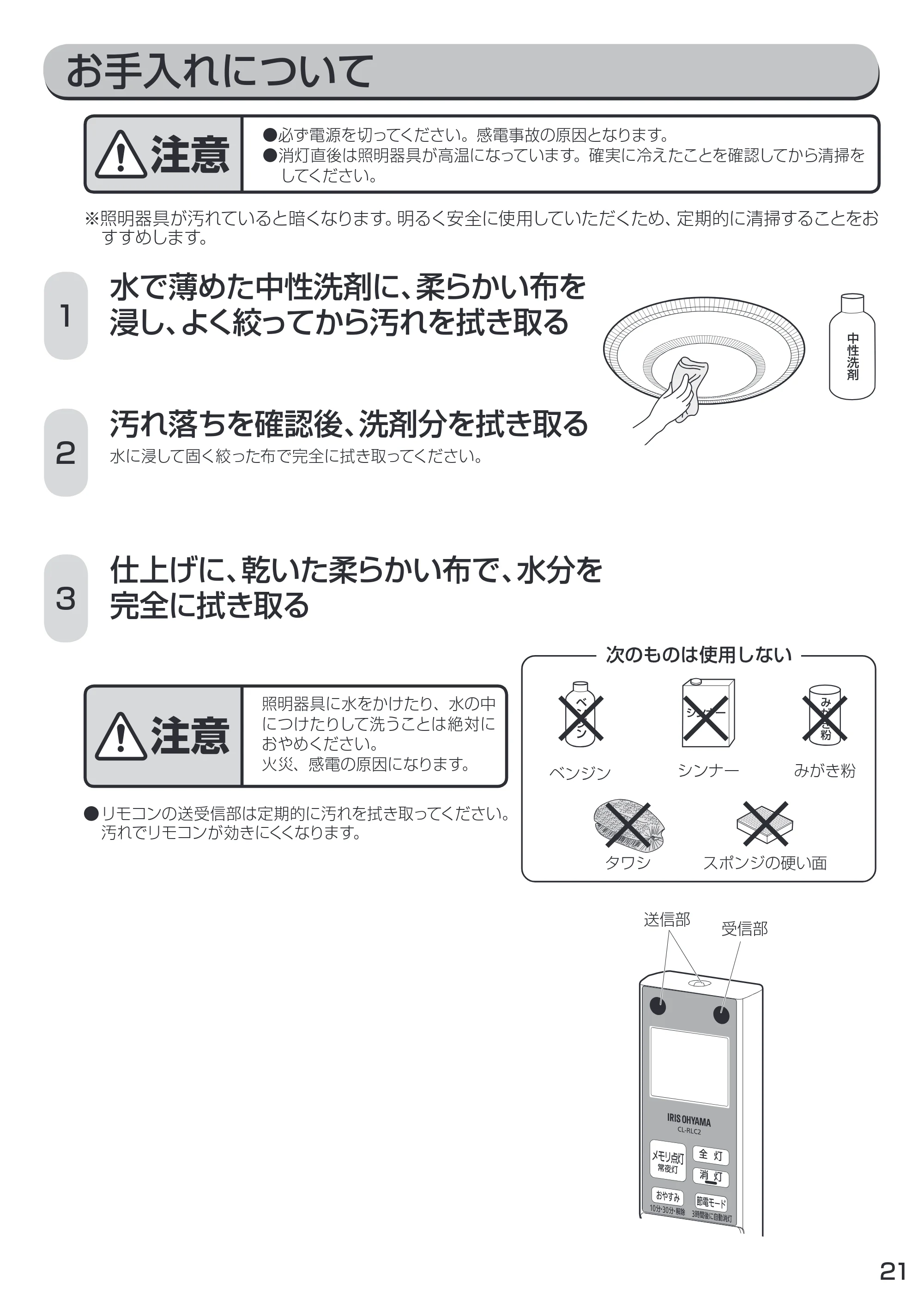 アイリスオーヤマ CL12N-FE 取扱説明書 — 原本ページ — 21ページ