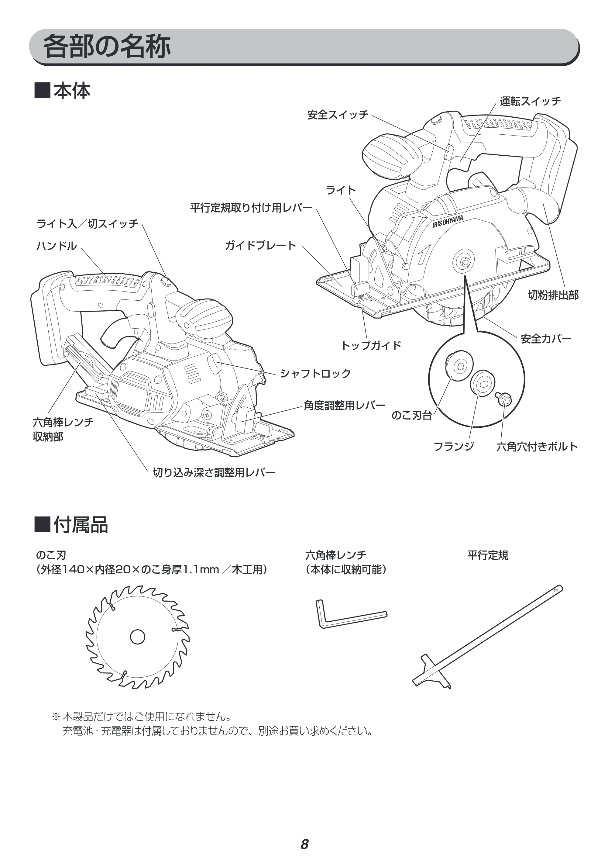 アイリスオーヤマ JSC140-Z 取扱説明書 — 原本ページ — 8ページ