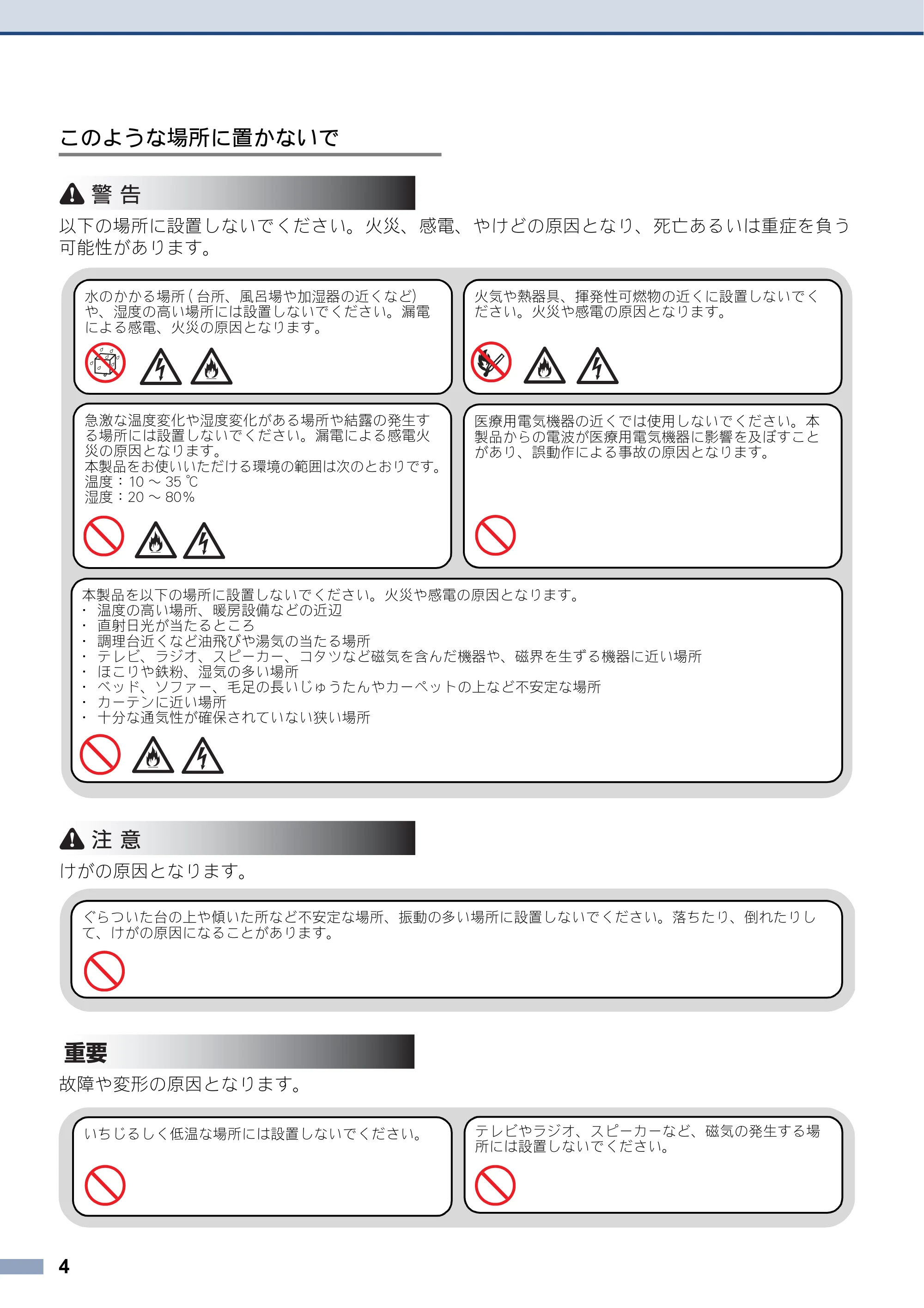 ブラザー DCP-J132N / DCP-J152N / DCP-J552N / DCP-J552N-ECO 安全にお使いいただくために — 原本ページ — 4ページ