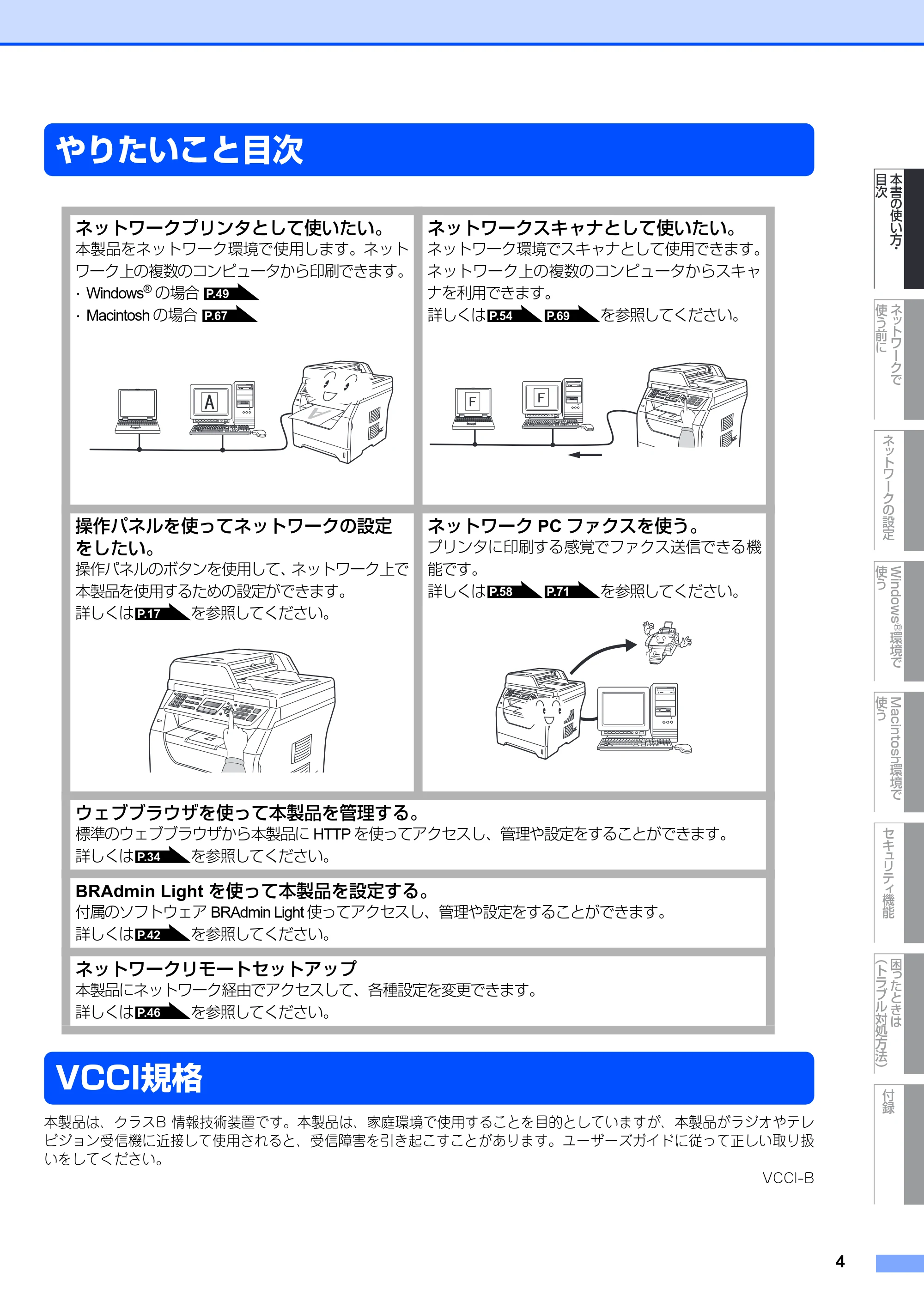 ブラザー MFC-8380DN ユーザーズガイド ~ネットワーク設定編~ — やりたいこと目次 — 原本ページ — 5ページ
