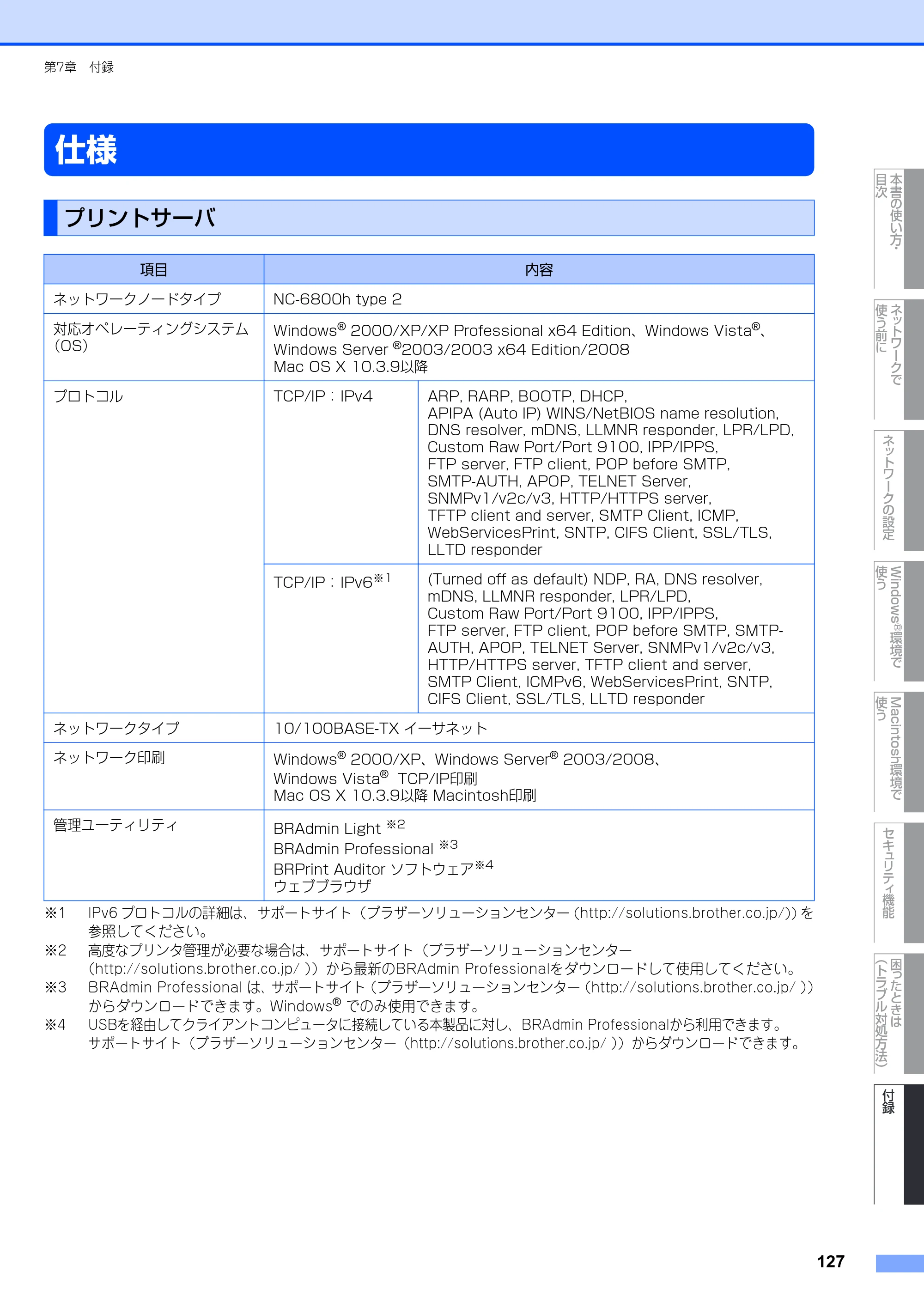 ブラザー MFC-8380DN ユーザーズガイド ～ネットワーク設定編～ — 仕様 — 原本ページ — 128ページ