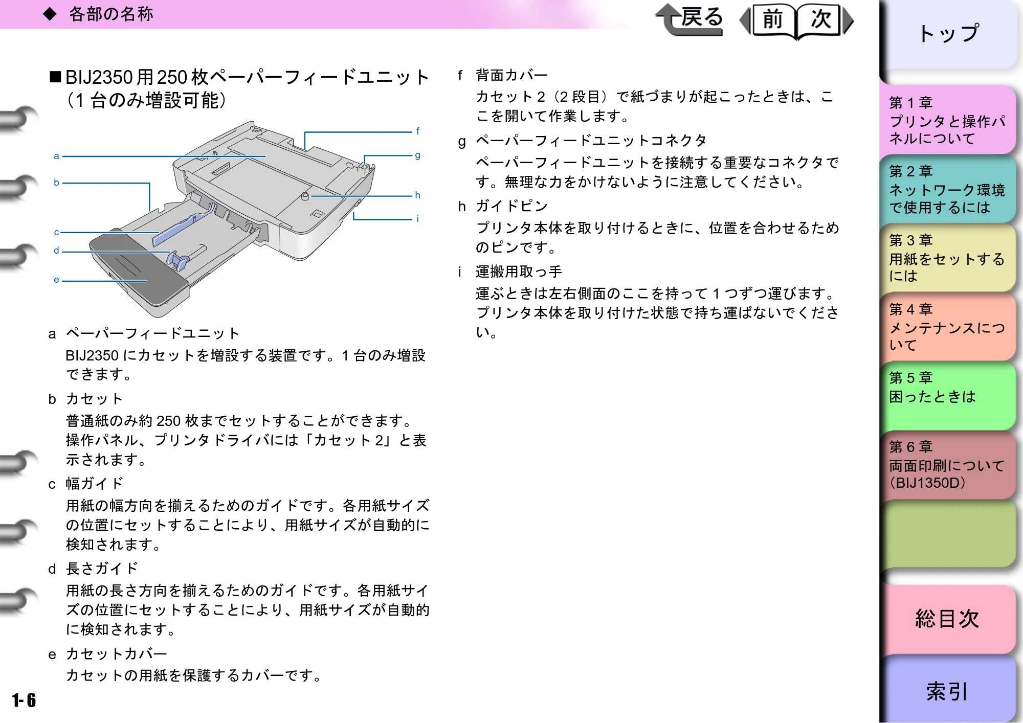キヤノン BIJ2350/BIJ1350/BIJ1350D ユーザーズガイド（LIPS編） （PDF形式／13.25Mバイト） — BIJ2350用250枚ペーパーフィードユニット （1台のみ増設可能） — 原本ページ — 9ページ