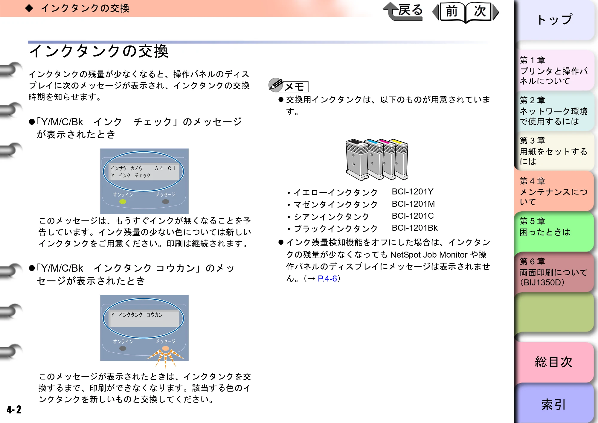 キヤノン BIJ2350/BIJ1350/BIJ1350D ユーザーズガイド（LIPS編） （PDF形式／13.25Mバイト） — インクタンクの交換 — 原本ページ — 84ページ